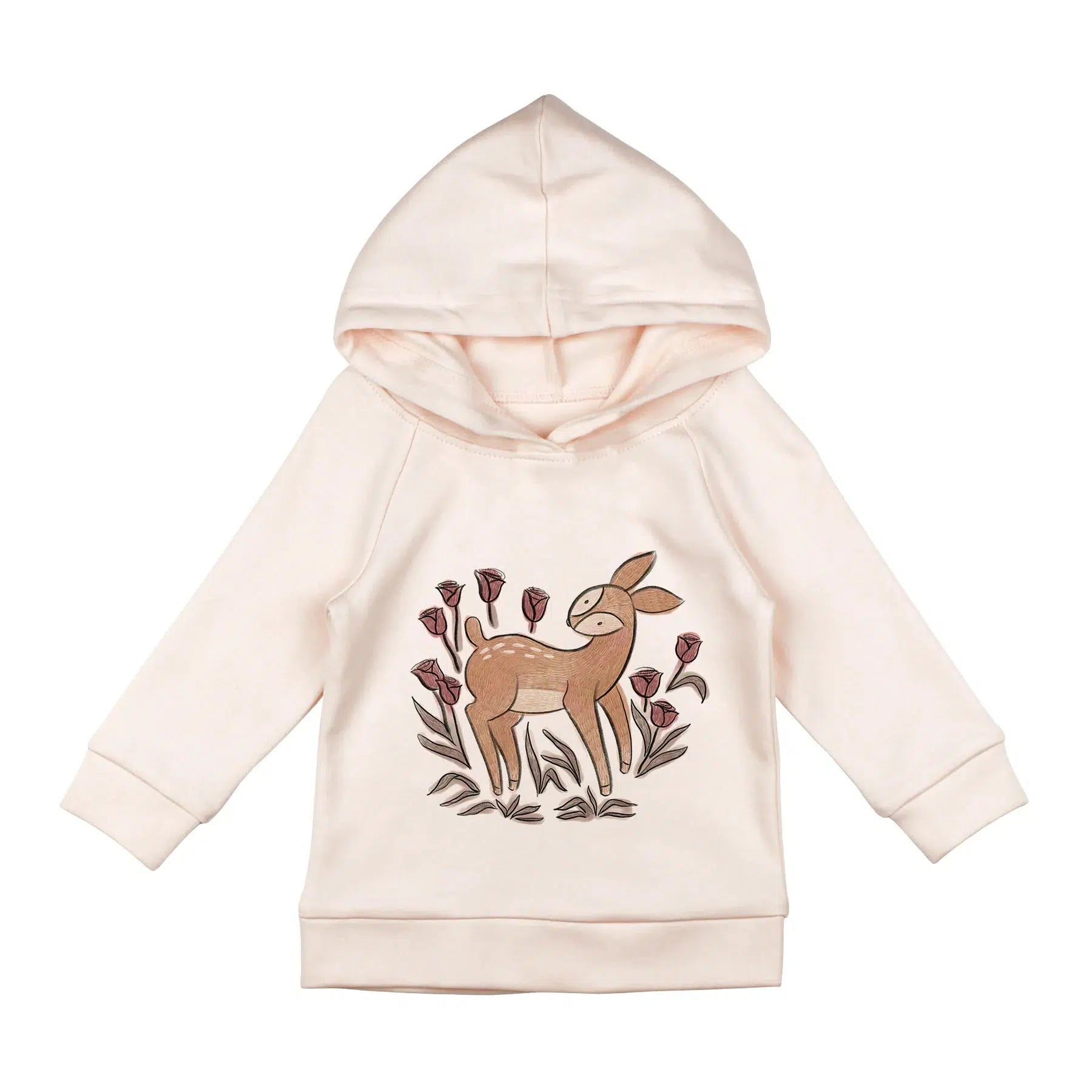 Lovedbaby Organic Raglan Graphic Hoodie - Doe a Deer Print - Soft Cotton Kids Pullover Sweatshirt | Perfect for Playdates, School & Family Outings