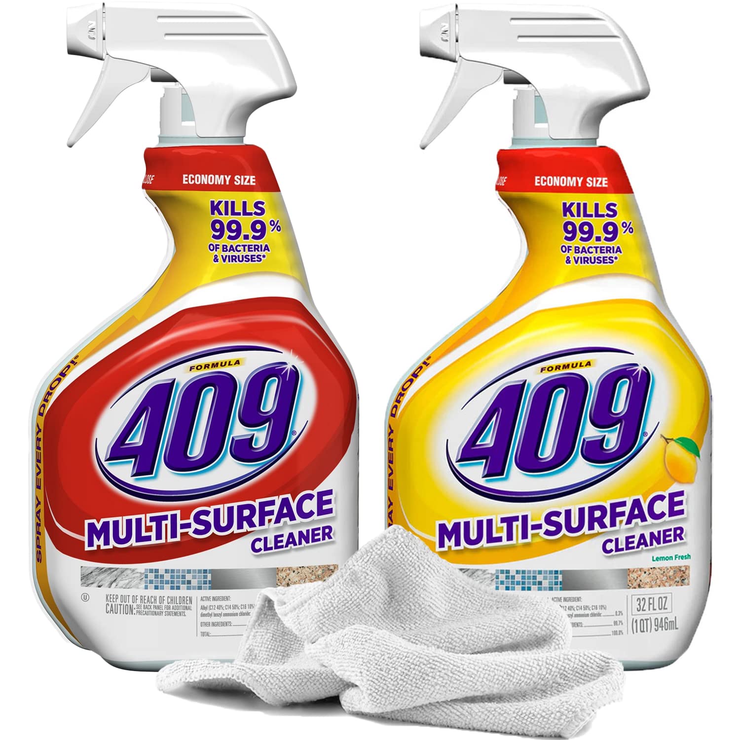 Original & Lemon Scent 409 Cleaner Spray Bundle - 32oz Each (64oz Total) | Multi-Surface Household Cleaning Kit for Kitchen, Bathroom, Countertops | Degreaser, Stain Remover & Disinfectant Spray for Home & Office Use