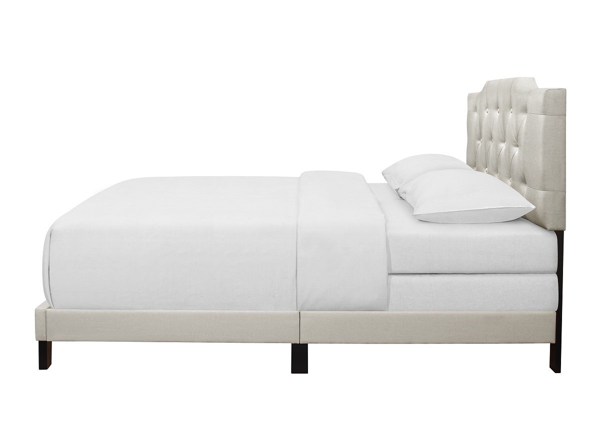 Kimberly Upholstered Queen Size Bed in Beige - Modern Bedroom Furniture for Master Bedroom & Guest Room