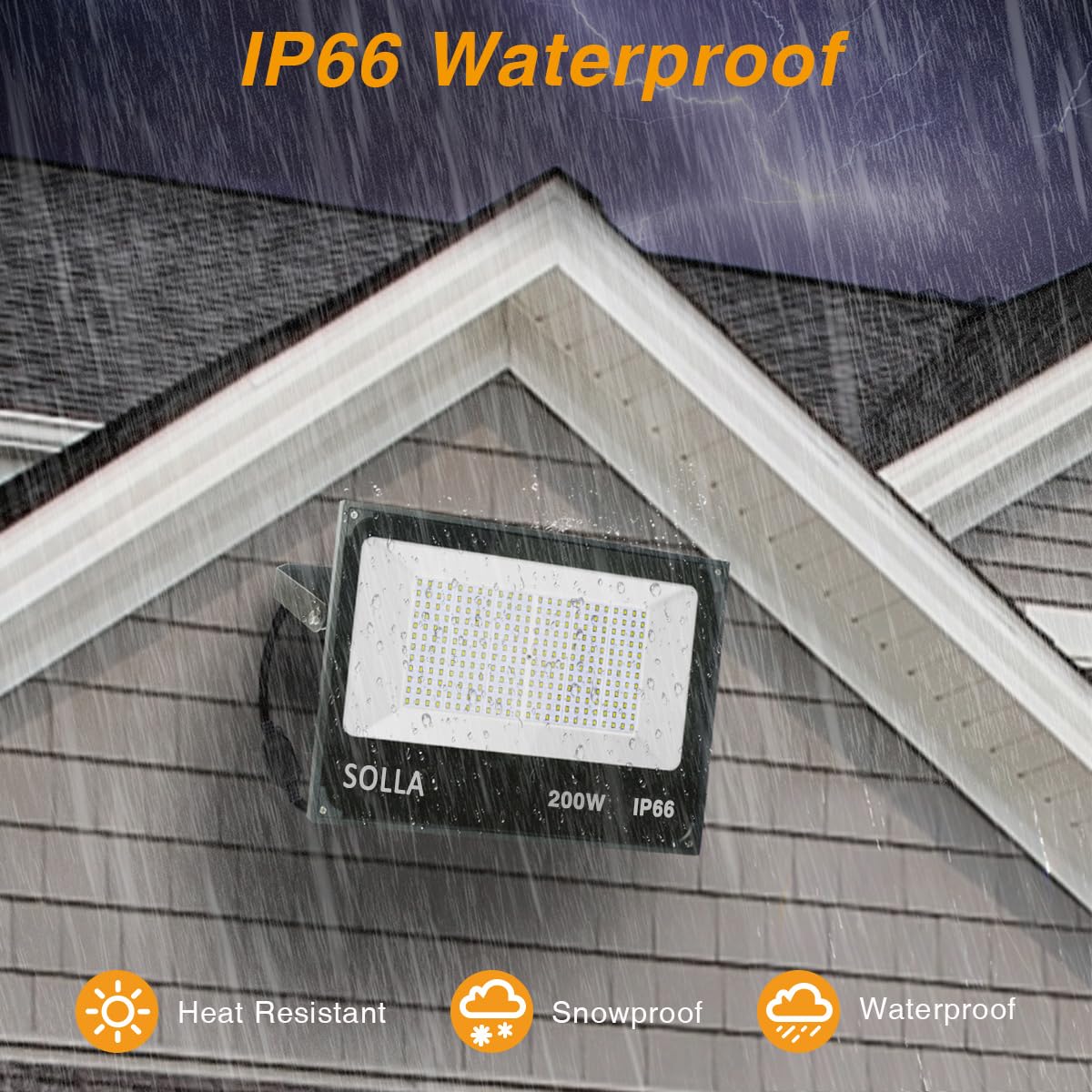 SOLLA 2 Pack 100W LED Flood Light - 10000LM 6000K Daylight White Waterproof Outdoor Lighting for Yard, Garden, Garage, Rooftop | High Brightness Security & Landscape Floodlight for Indoor/Exterior Use