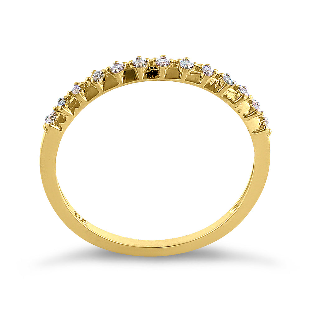 14K Yellow Gold Single Row 0.10 ct Diamond Ring for Women - Dainty Minimalist Wedding Band, Engagement Ring, Anniversary Gift - Perfect for Everyday Wear & Special Occasions