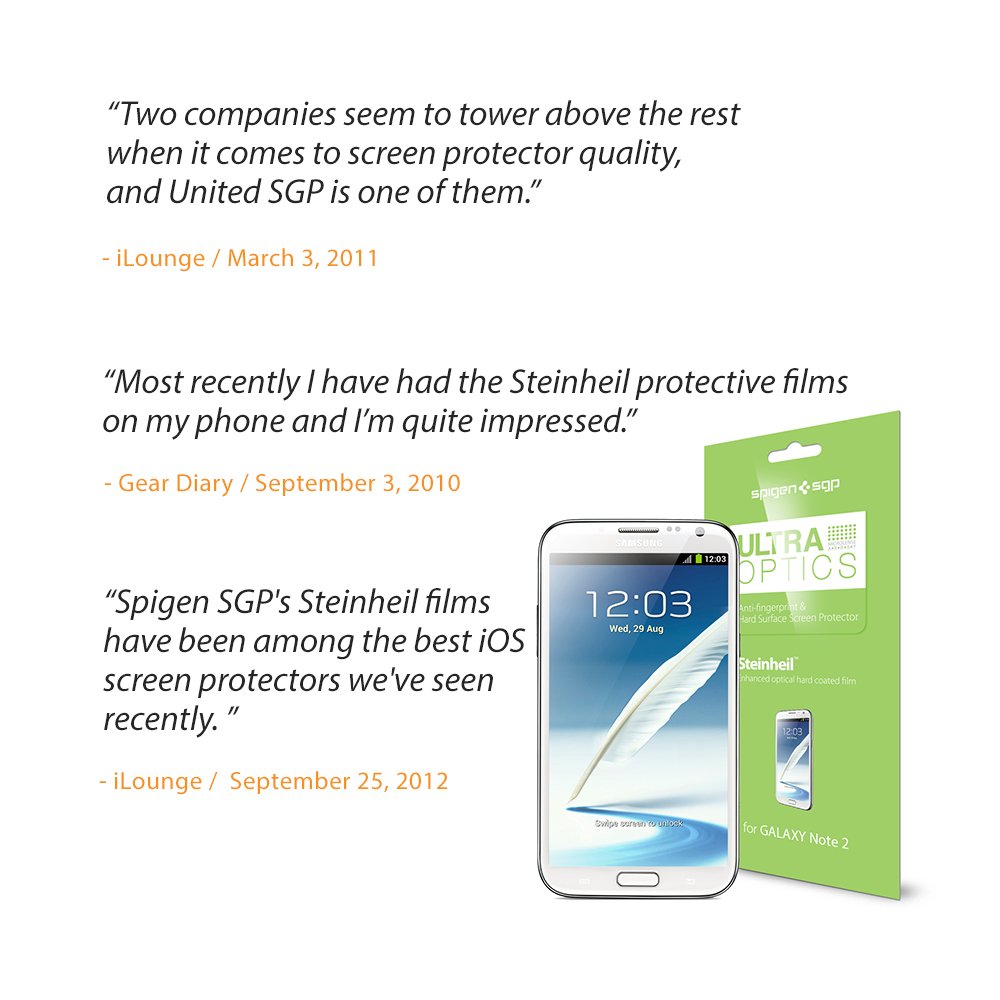 Spigen Ultra Optics Screen Protector for Galaxy Note 2 - HD Clear for Work & Play
