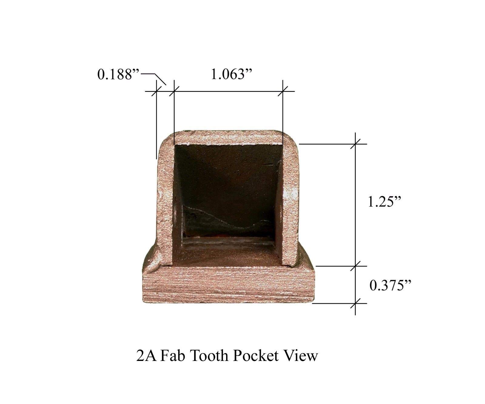 8-Bucket Fabricated Dirt Teeth with Roll Pins - Compatible with T2A, 2A, 2AP, 2A FAB Excavator Buckets - Heavy-Duty Replacement Teeth for Construction and Mining Equipment