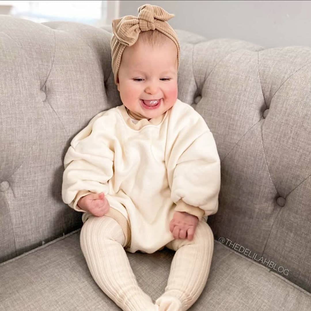 Infant Baby Girl Boy Waffle Knit Long Sleeve Crewneck Sweatshirt Romper - Oversized Pullover Bodysuit for Fall & Winter - Cozy Outfit for Playdates, Family Photos & Everyday Wear