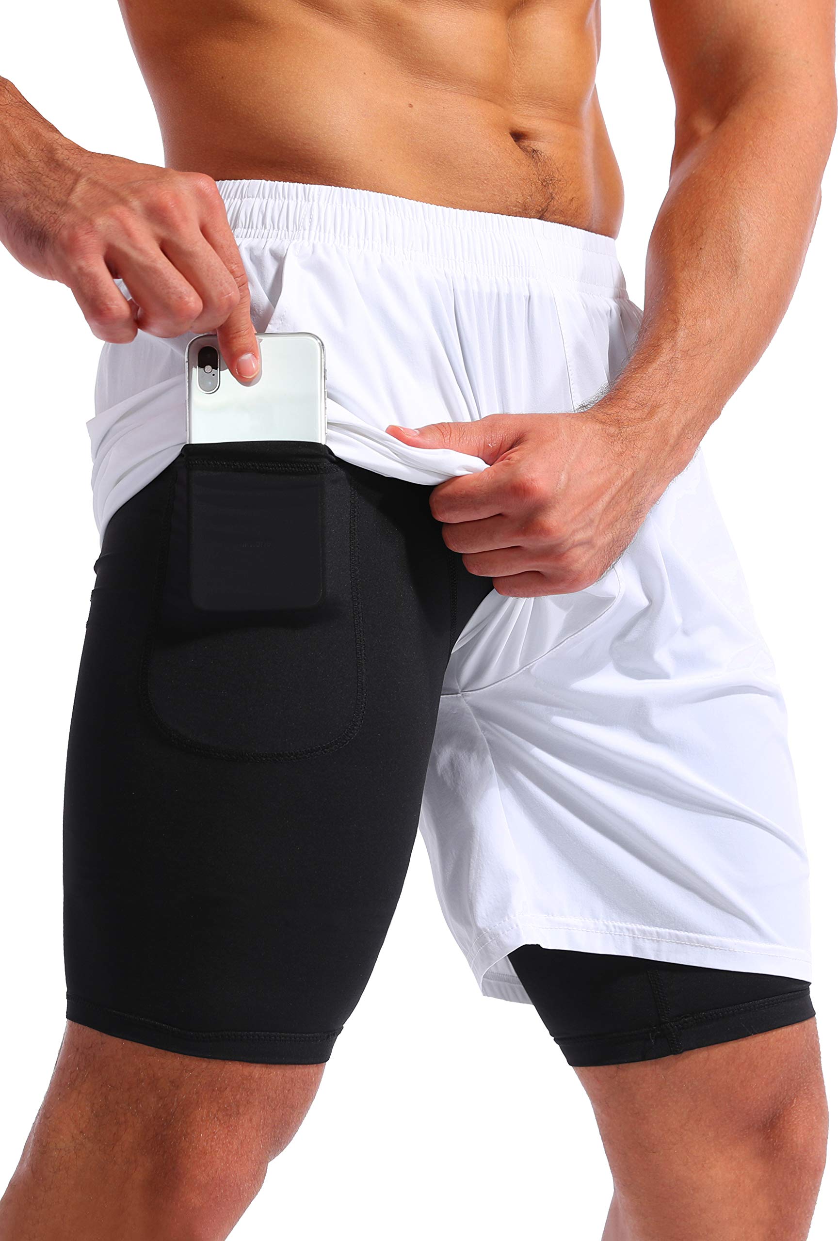 Pudolla Men's 2-in-1 Running Shorts 7