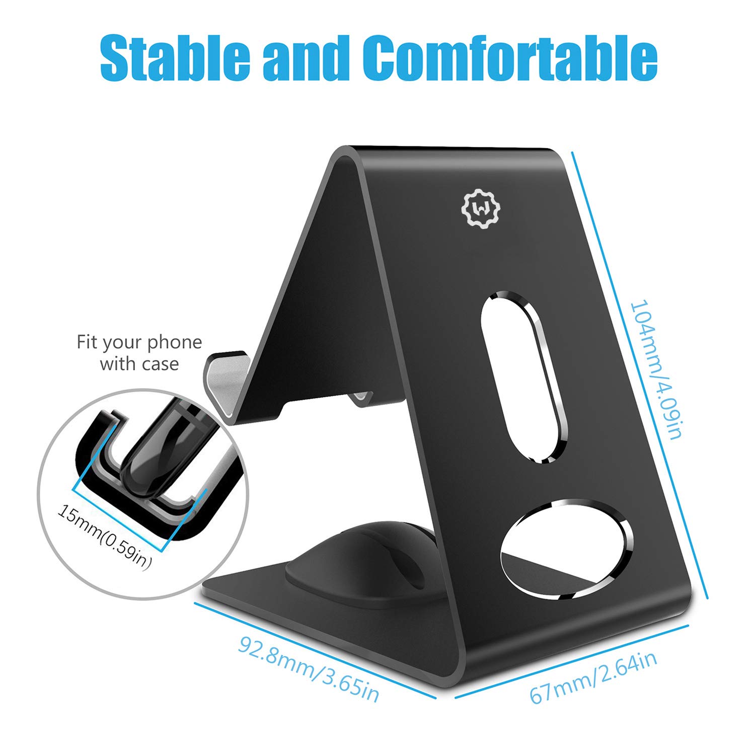 Premium WixGear Phone Stand - Universal Metal Phone Holder for iPhone, Android & Mini Tablets - Sturdy Desk Stand with Cord Management - Perfect for Work, Home Office & Video Calls