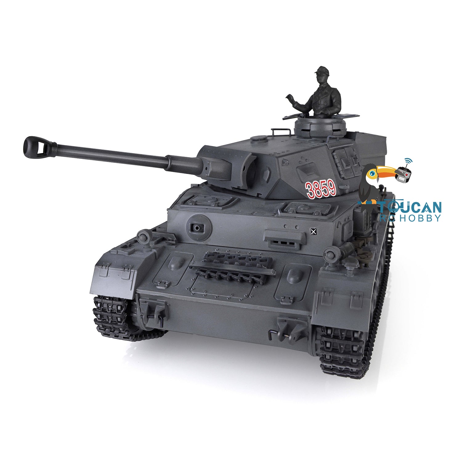 2.4G Henglong 1/16 Scale RC Tank 3859 - German Panzer IV F2 Ready-to-Run Plastic Model with Smoke Generator, BB Shooting, Road Wheels & Tracks - Perfect for Military Enthusiasts, Collectors and RC Battle Games