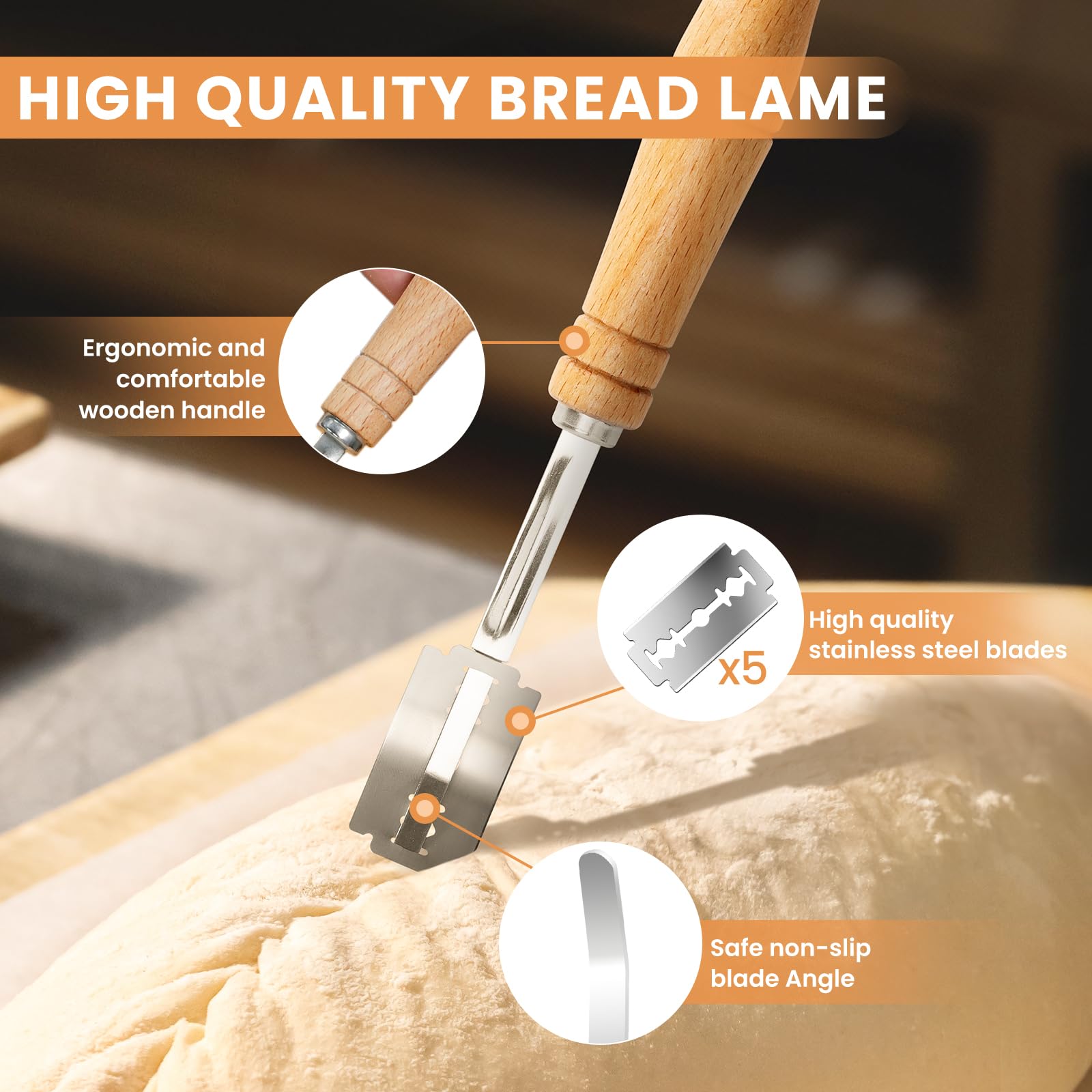 KIKCOIN 10 Inch Oval Banneton Bread Proofing Basket Set of 2 - Sourdough Baking Supplies Kit with Bread Lame, Linen Liner, Dough Scraper & Whisk | Perfect for Artisan Bread Making, Home Baking & Professional Bakeries