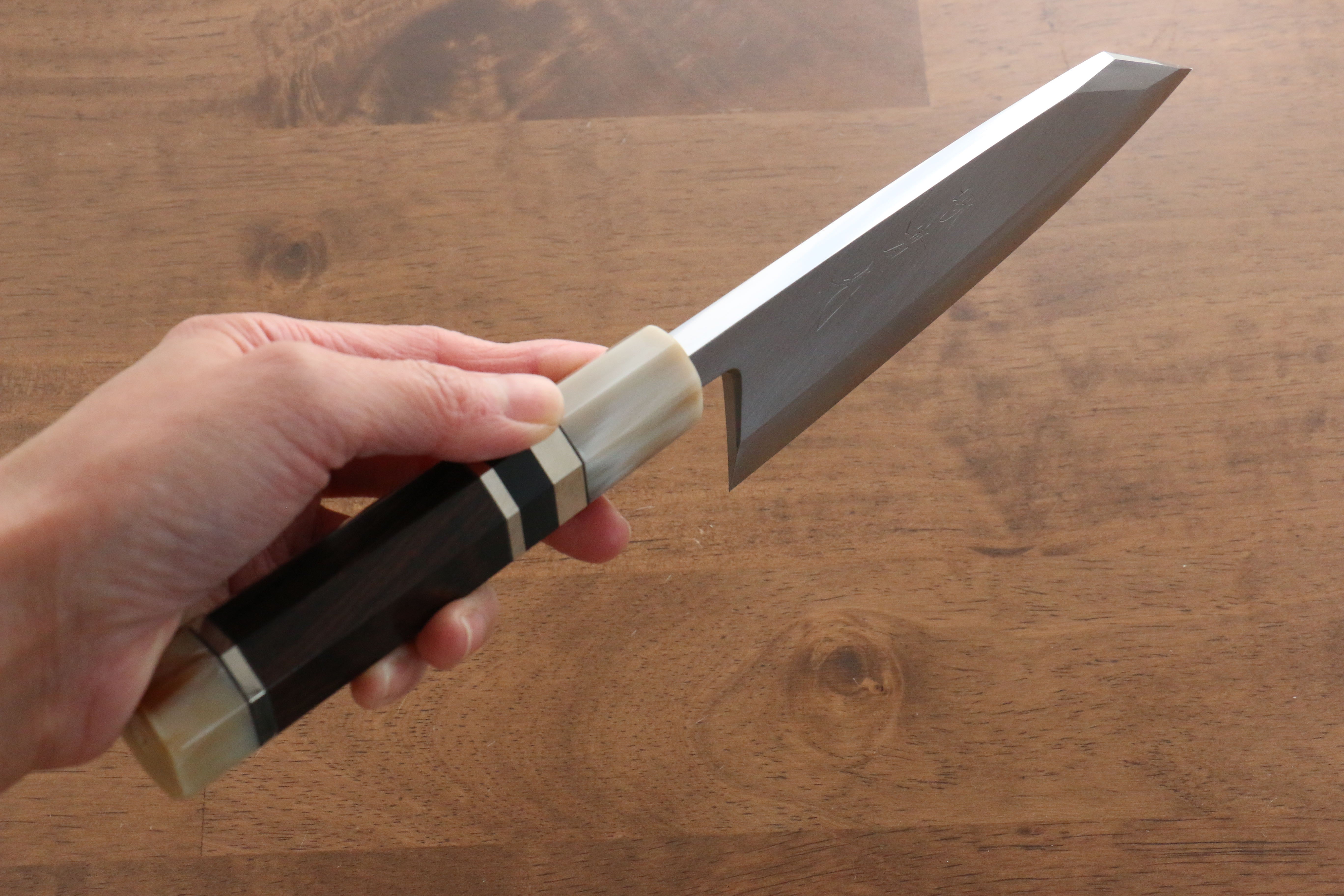 Premium Jikko Shiko White Steel Kiritsuke Deba Knife 150mm - Handcrafted Japanese Kitchen Knife with Ebony Wood & Double Ring Handle - Perfect for Sushi, Fish Filleting & Precision Cutting