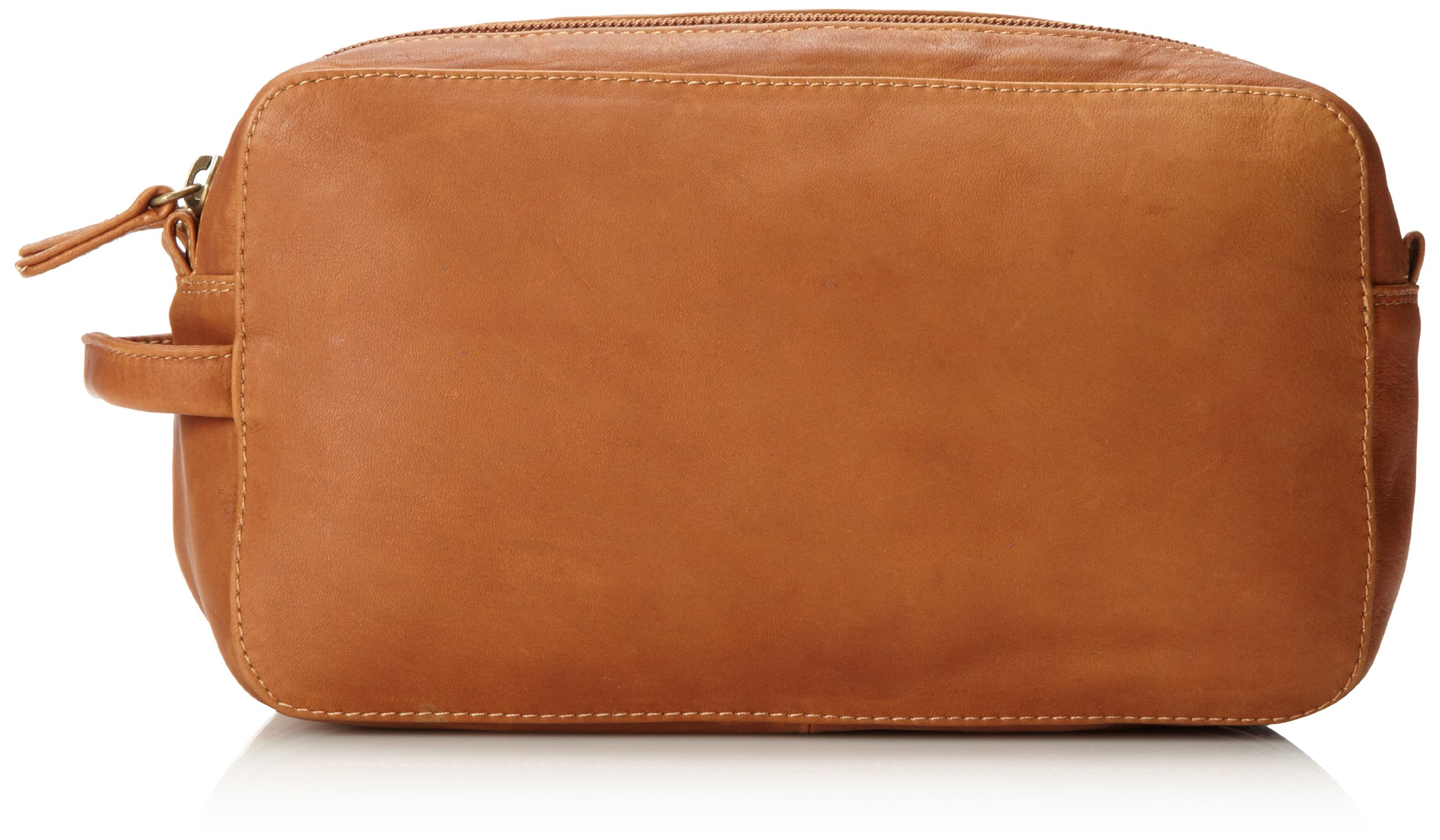Derek Alexander Two Top Zip Travel Kit for Men - Tan Leather Toiletry Bag - Perfect for Business Trips, Gym & Weekend Getaways