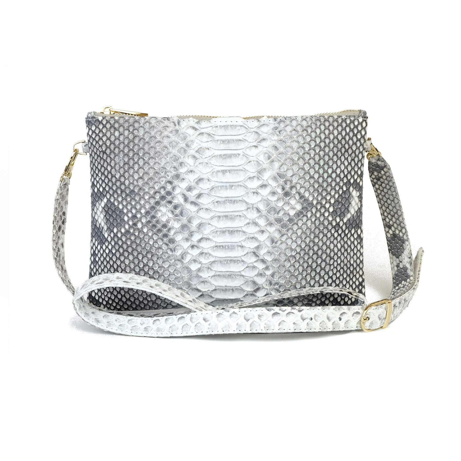 Python Leather Zipper Crossbody Bag | Snakeskin Shoulder Bag | Stylish Leather Sling Pouch for Women | Fashionable Handbag for Daily Use, Travel & Parties