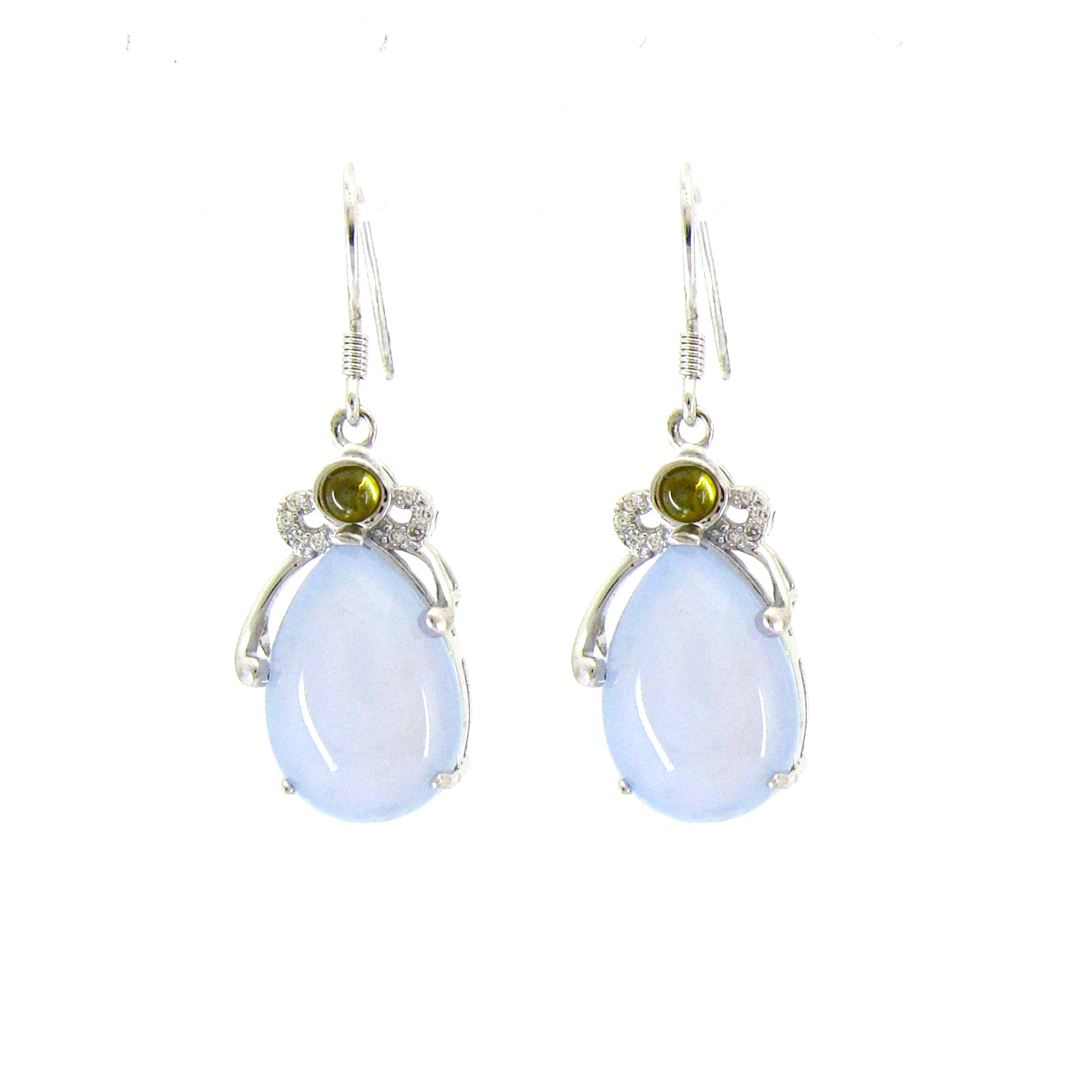 925 Sterling Silver Chalcedony Dangle Earrings for Women - Elegant Hook Earrings for Everyday Wear & Special Occasions