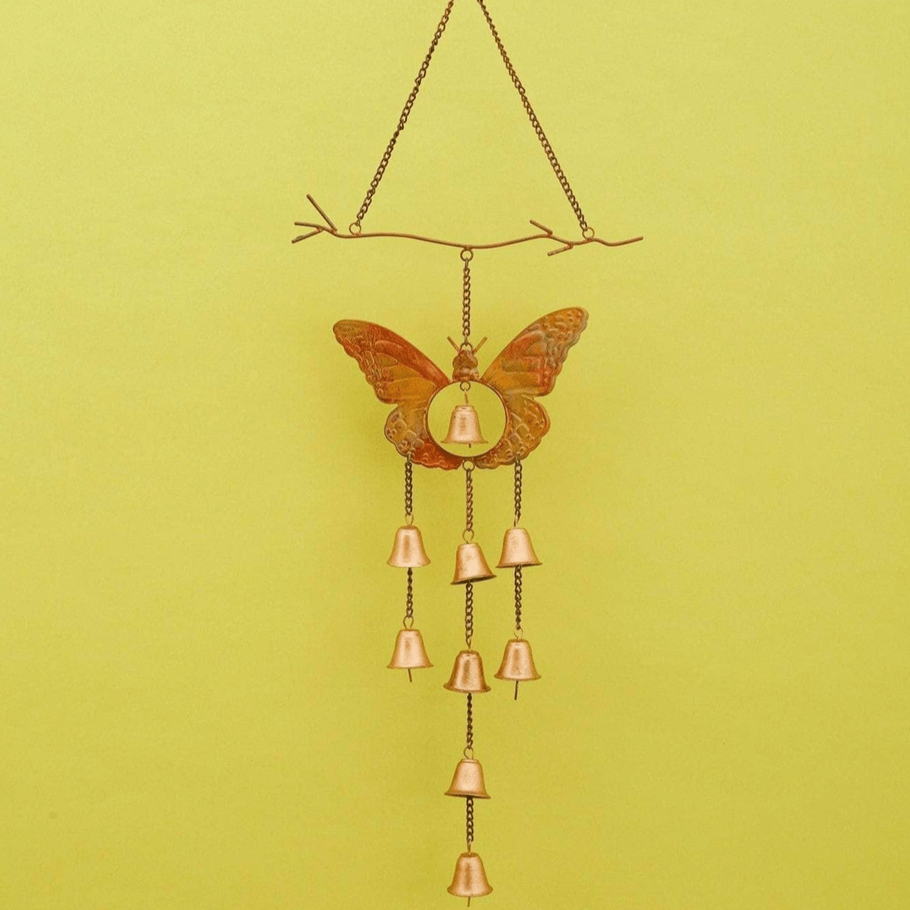Butterfly Wind Chime with Bells - Outdoor Garden Decor, Patio Hanging Ornament for Relaxation & Feng Shui