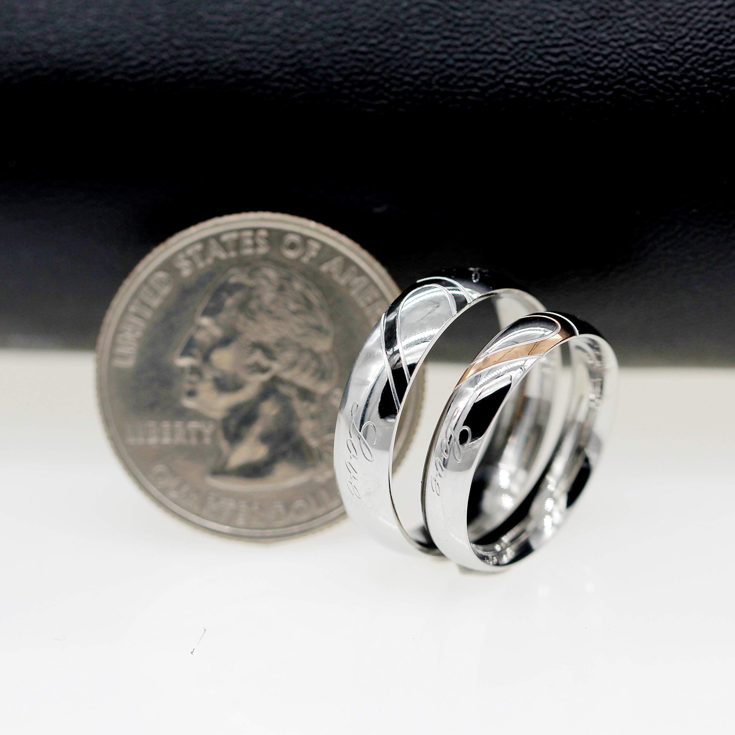 Uloveido Couples Titanium Stainless Steel Wedding Engagement Band Rings - Engravable Matching Love Rings for Him & Her (Y552) | Perfect for Anniversaries, Proposals & Romantic Gifts