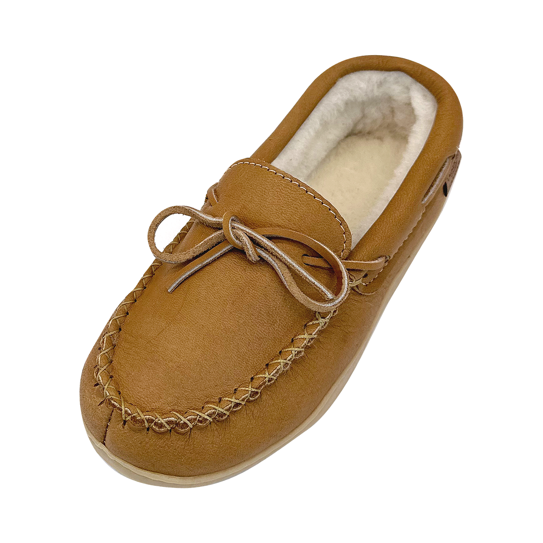 Women's Sheepskin Lined Leather Moccasins with Rubber Sole - Cozy Winter House Slippers for Indoor Comfort & Warmth