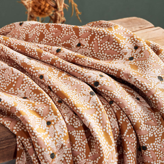 Viscose Crepe Fabric with Lenzing™ EcoVero™ Sustainable Fibers - Atelier Brunette Lucie Ochre | Perfect for Dresses, Blouses & Eco-Friendly Fashion