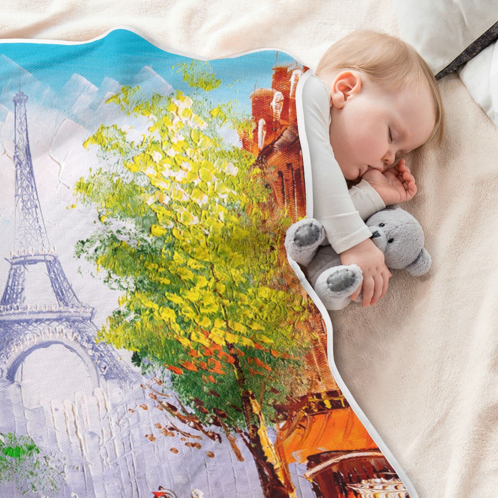 Bedsure Eiffel Tower Baby Blanket for Boys & Girls - Soft Receiving & Crib Blanket for Newborns - Perfect for Stroller, Nursery, Travel & Gift - Cozy Throw Blanket for Baby Showers & Bedtime