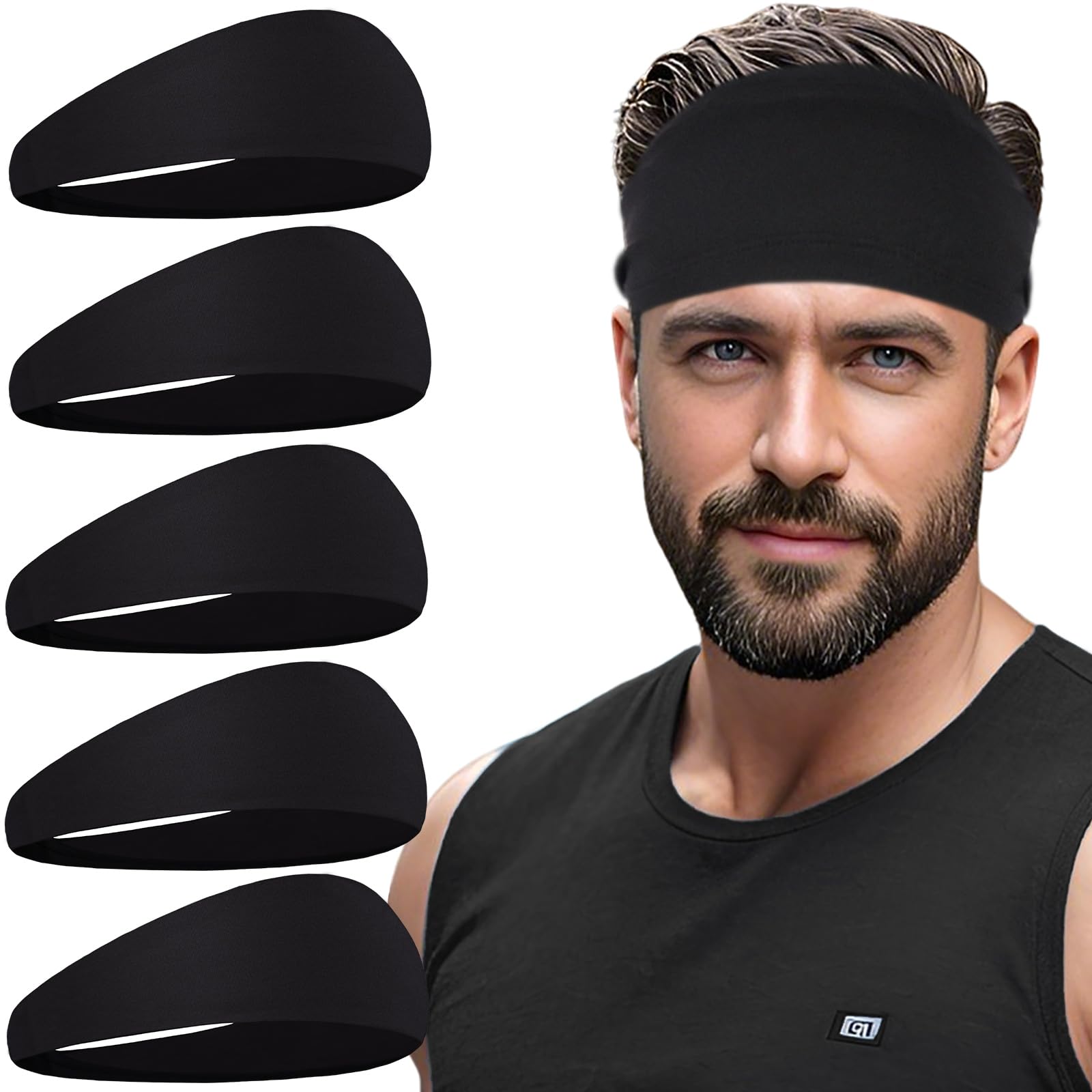 Men's Sports Headbands - Moisture Wicking Workout Headband for Running, Cycling, Basketball, Yoga & Football - Unisex Sweatband for Active Lifestyles & Gym Training