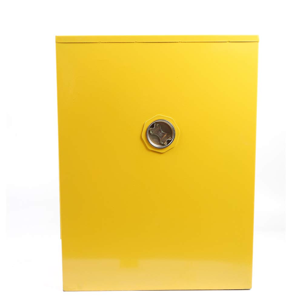 12 Gallon Yellow Flammable Safety Cabinet - Adjustable Shelves & Manual Close Door - 17.3x17.3x22 Inch Hazardous Chemical Storage for Garage, Workshop & Laboratory Use