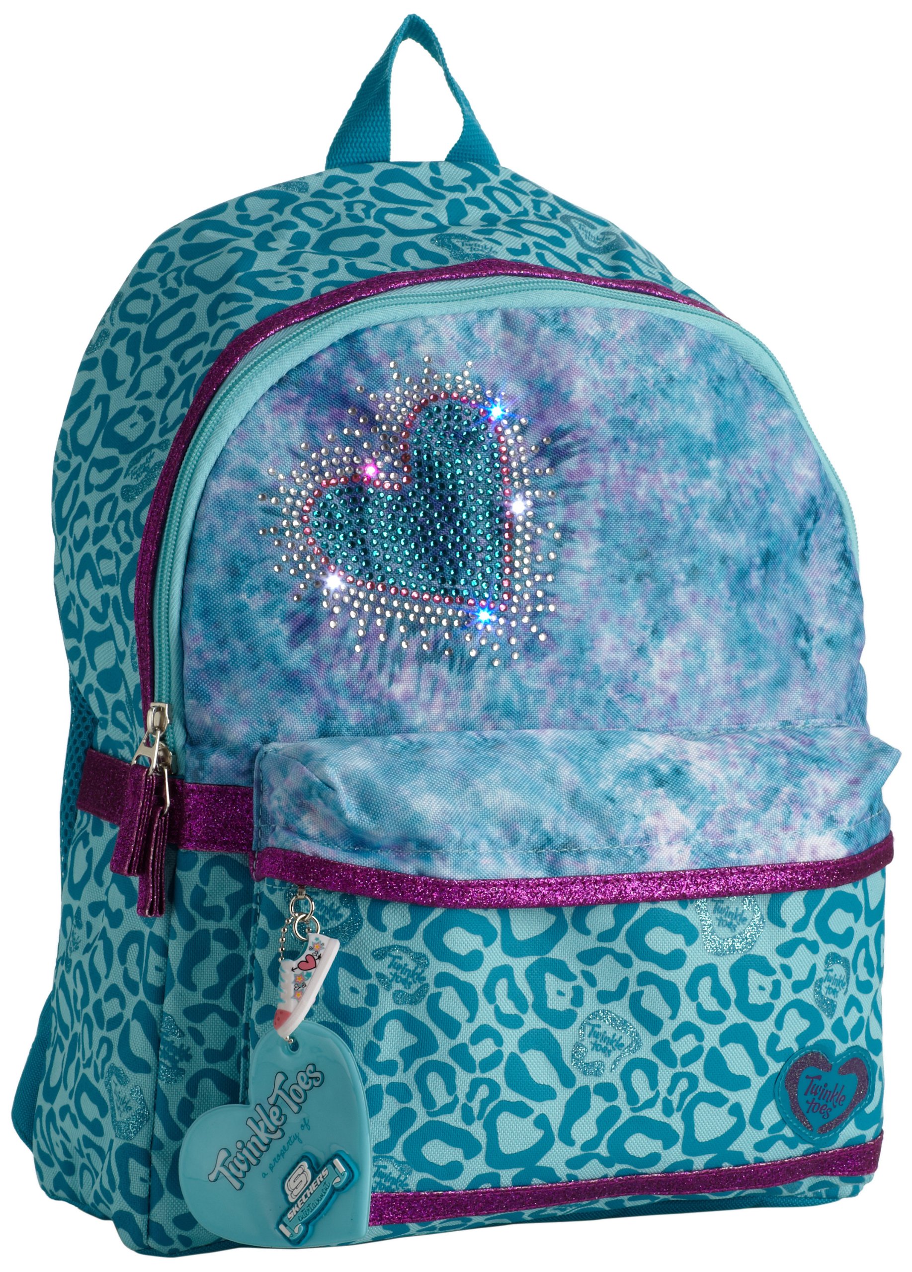Skechers Twinkle Toes Leopard Print Backpack for Girls - Lightweight School Bag for Kids, Durable Bookbag for Elementary Students - Perfect for School, Travel & Daily Use