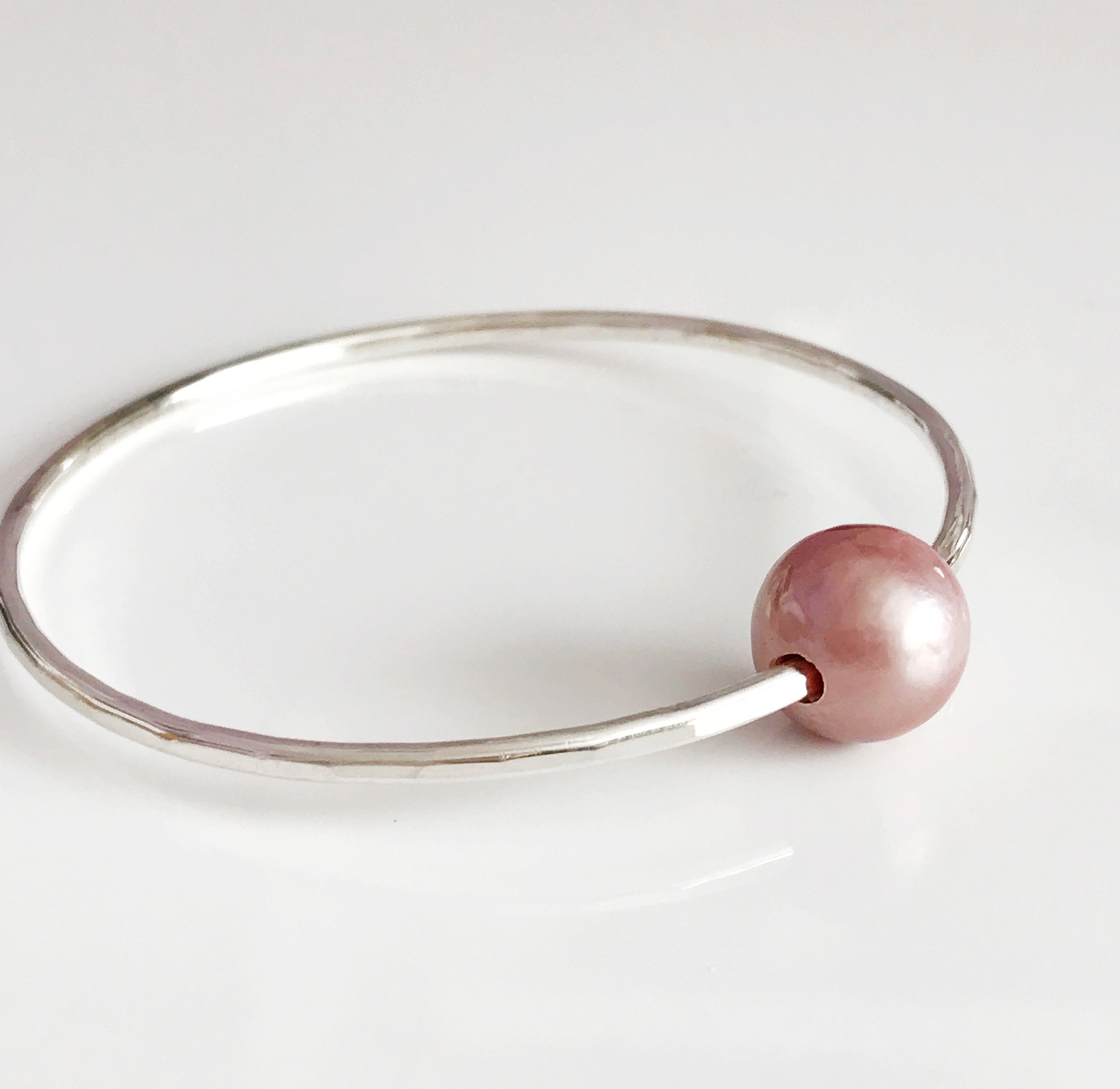Lavender Pearl Bangle Bracelet - MIKA B345 | Elegant Handmade Jewelry for Women, Perfect for Weddings, Parties & Special Occasions