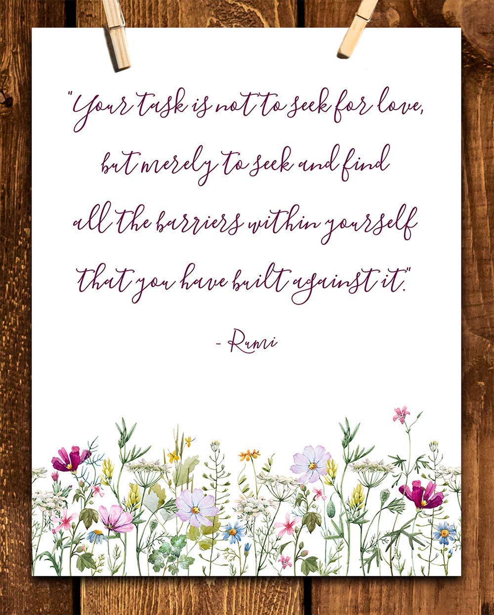 TJ Originals - Motivational Wall Art with Rumi Quotes for Home & Office Decor (11x14 Unframed)