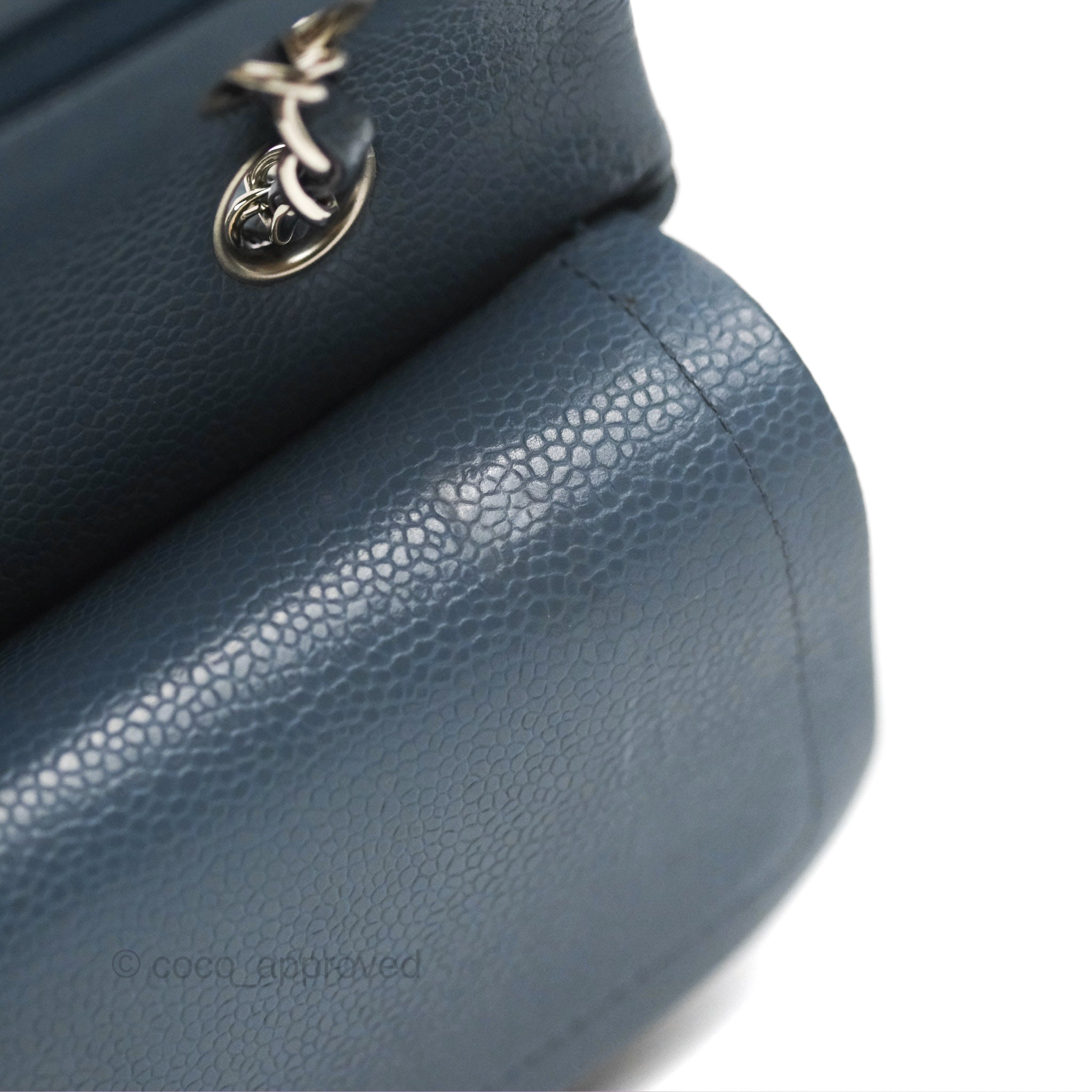 Chanel Classic Double Flap Quilted Medium/Large Handbag in Blue Caviar Leather with Silver Hardware - Perfect for Work, Evening Events & Luxury Fashion Accessories
