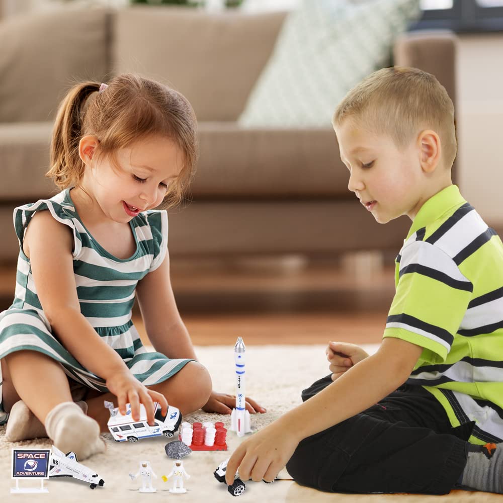 ArtCreativity 15-Piece Die-Cast Space Play Set - Kids Space Toys with Rocket, Shuttle, Astronaut Figures & Rovers - STEM Educational Toys for Boys & Girls - Perfect for Space-Themed Birthday Gifts & Classroom Learning Activities