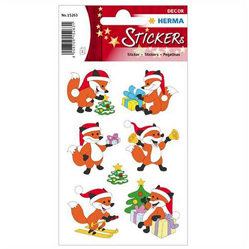 Christmas Fox Stickers - 15263 Pack - Holiday Decals for Scrapbooking, DIY Crafts, and Gift Wrapping