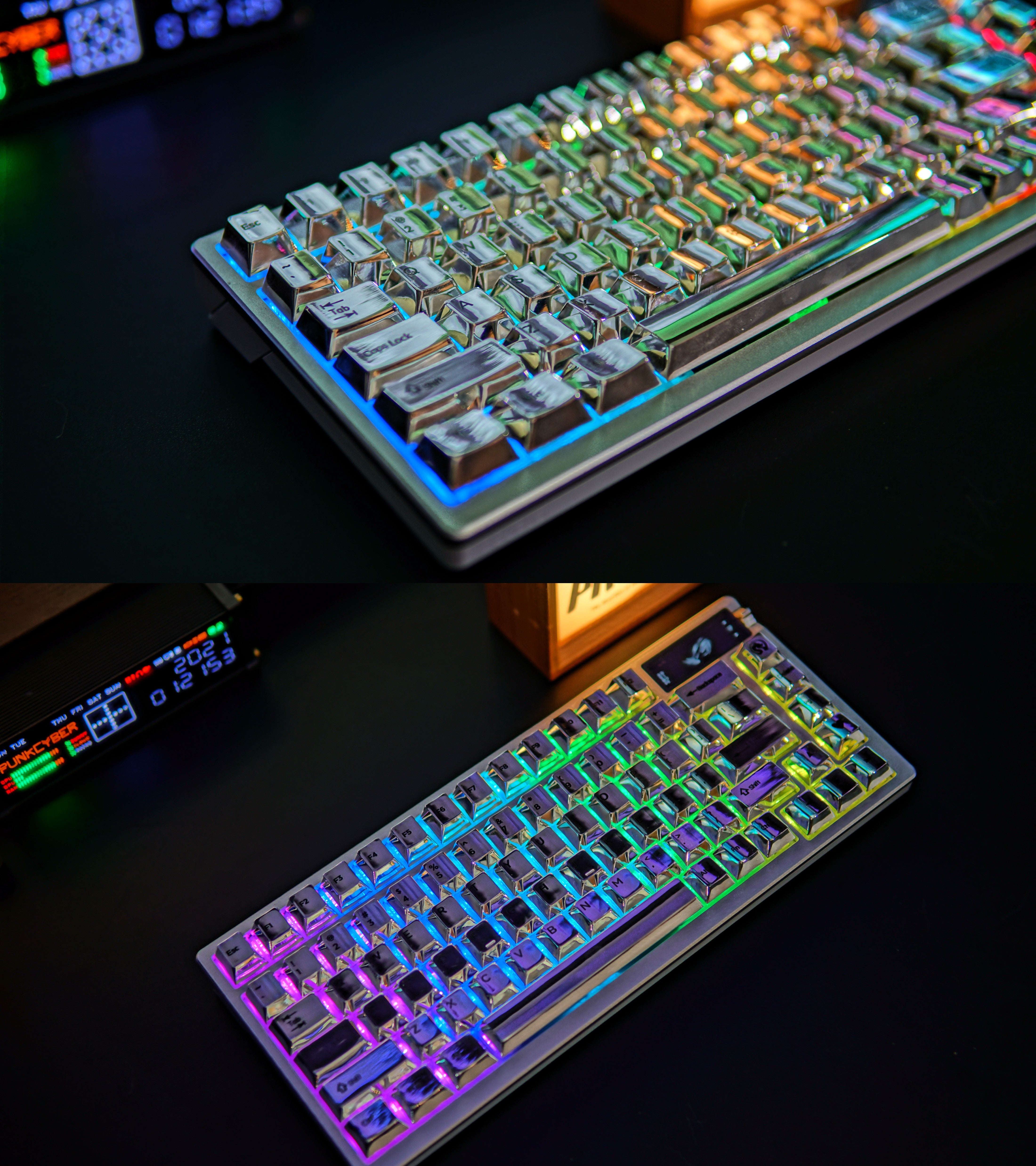 Custom Metallic Keycaps - Silver & Black Lettering, OEM Profile, Full Set Zinc Alloy for 60% 75% 87% 104% Mechanical Keyboards | Perfect for Gaming & Typing Enthusiasts