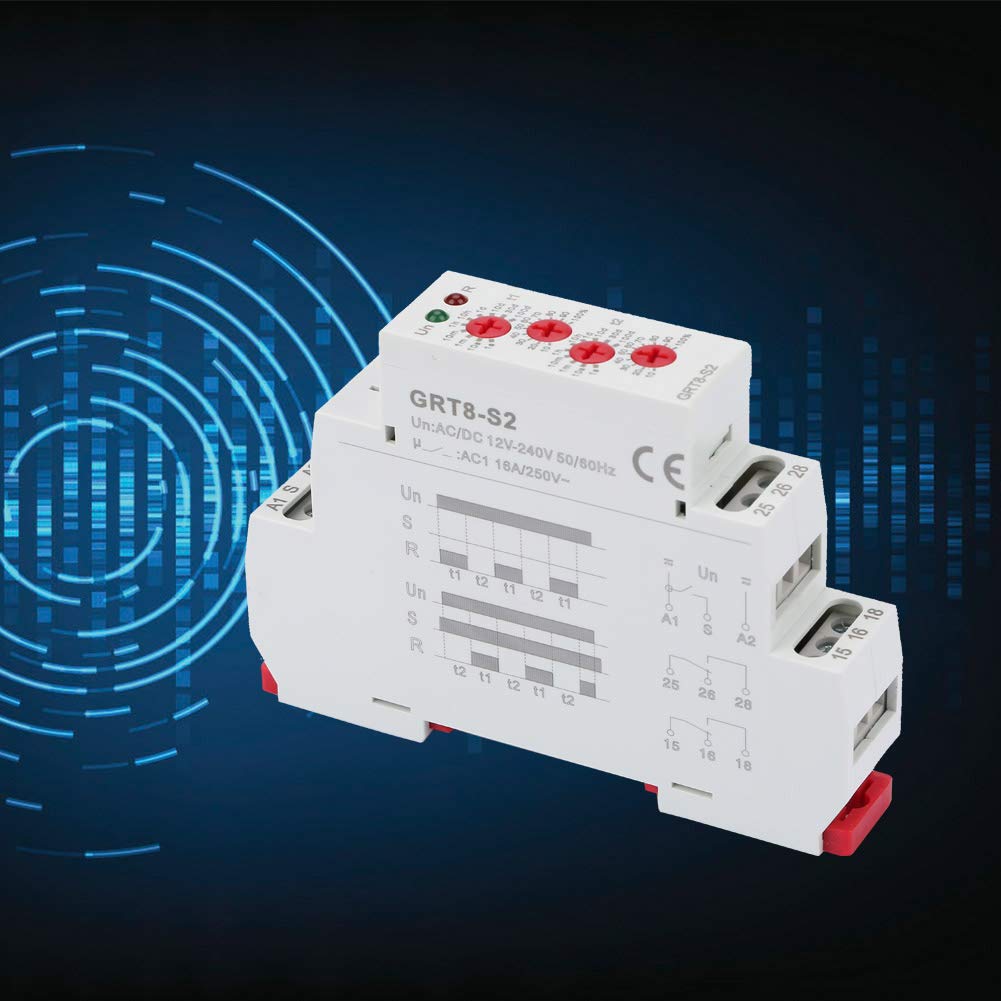 Oumefar Timer Relay Switch AC/DC 12-240V DIN Rail Mount - Mini Asymmetric Cycle Delay ON/Off Control for Industrial Automation, HVAC Systems & Lighting Control