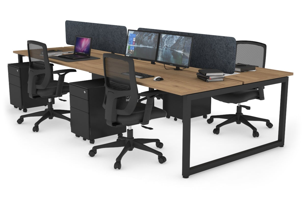 Quadro Loop Legs 4 Person Office Workstation Desk - 1800L x 700W - Modern Collaborative Workspace Solution for Team Projects & Office Meetings