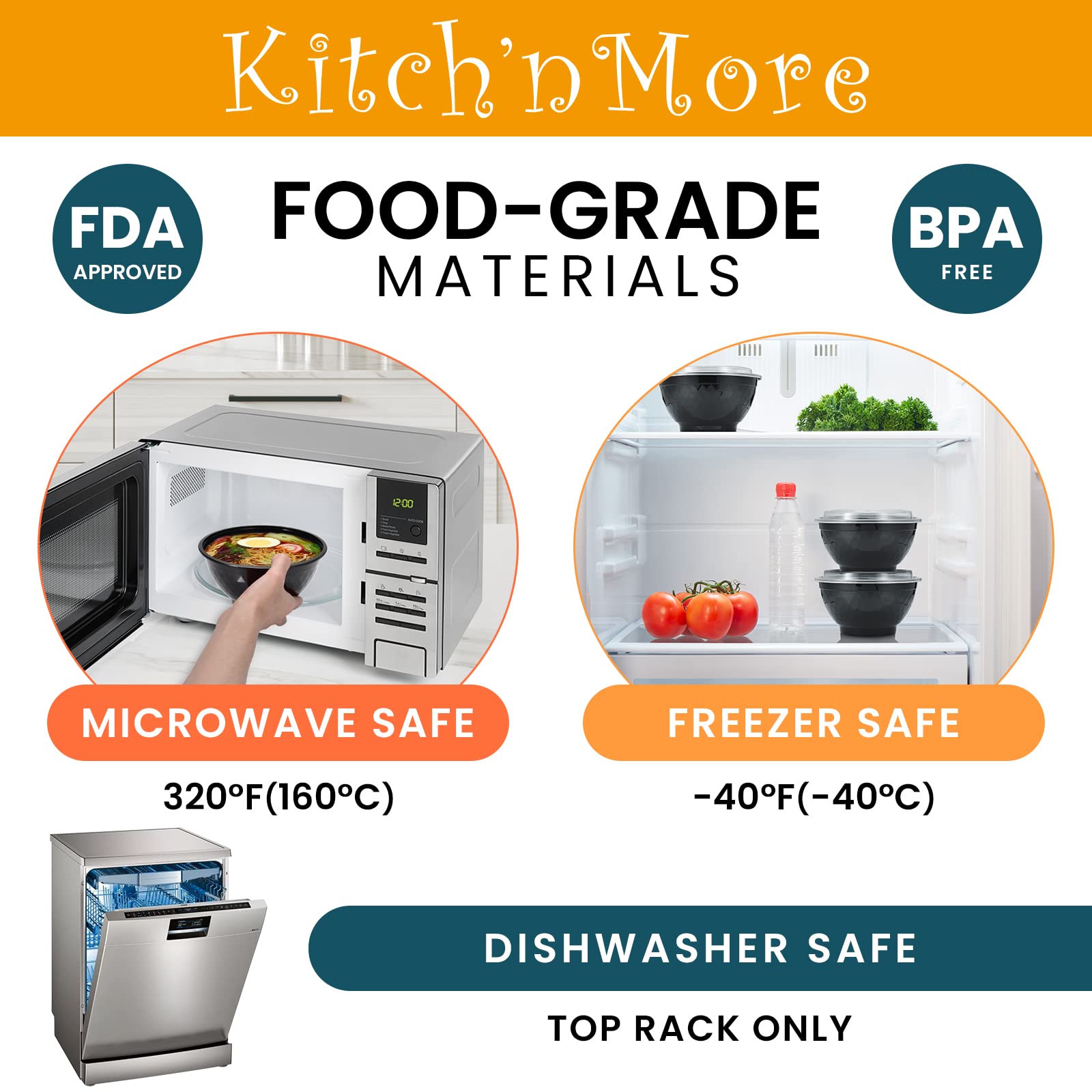 36oz Extra-Thick Meal Prep Containers with Lids - 30 Pack BPA-Free Plastic Food Storage Bowls for Noodles, Poke Bowl, Salad & Soup | Microwave, Freezer & Dishwasher Safe | Perfect for Meal Prepping, Leftovers & Office Lunches