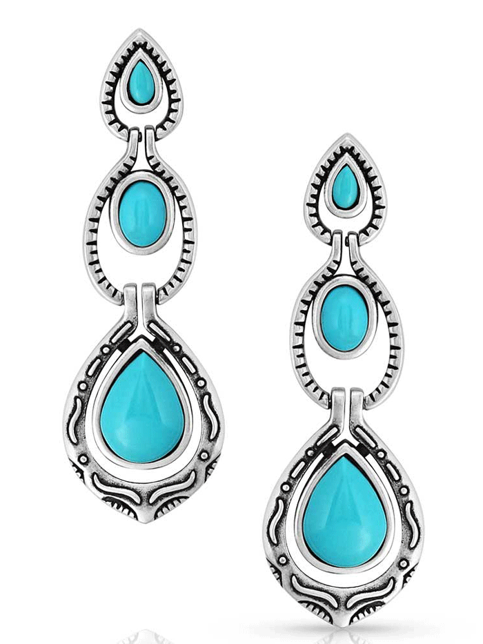 Montana Silversmiths ER5638 Women's Turquoise Earrings in Sterling Silver - Handcrafted Native American Jewelry for Casual & Special Occasions