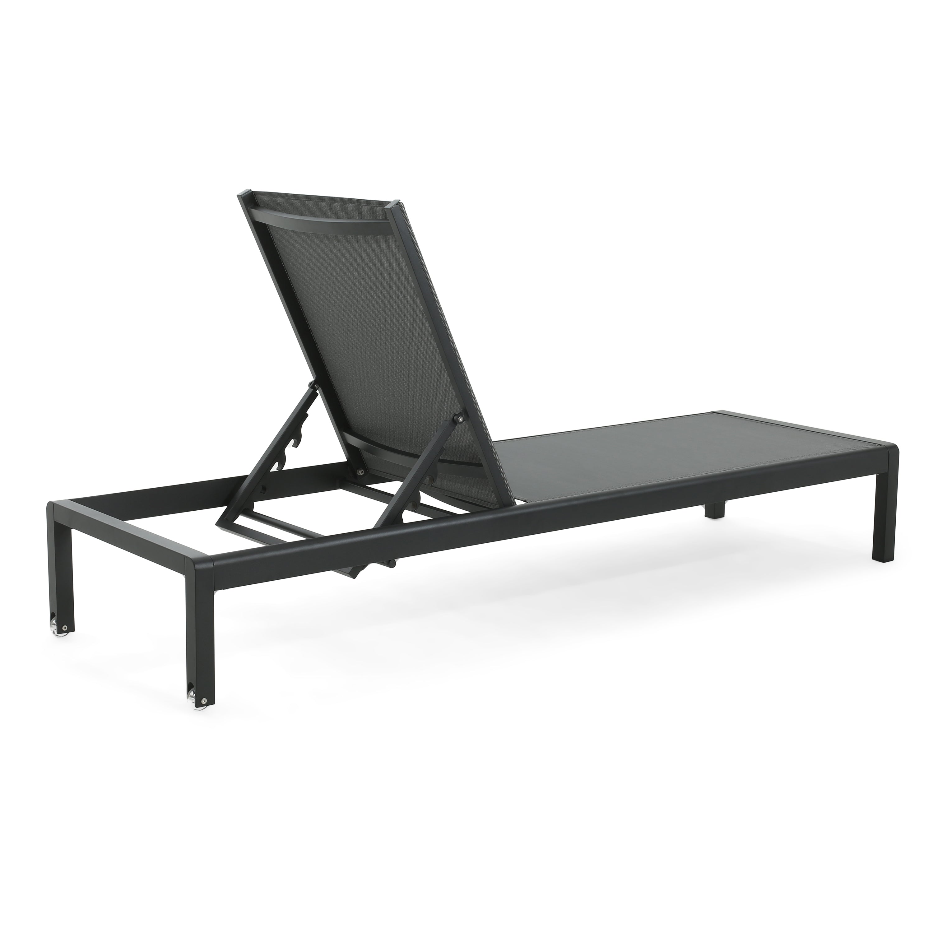 Cape Coral KD Chaise Lounge Set of 2 - Black Modern Patio Furniture for Outdoor Relaxation | Perfect for Poolside, Backyard, and Garden Lounging