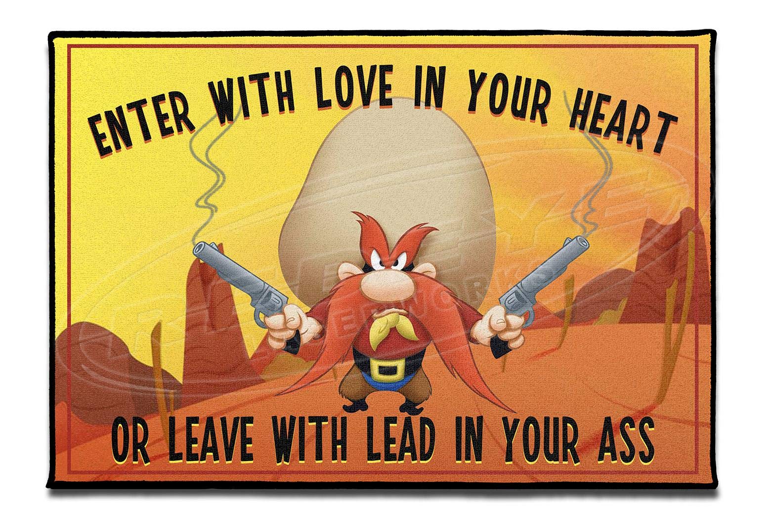 Yosemite Sam Large Welcome Doormat - Non-Slip Outdoor Rug for Front Door, Porch & Entryway - Funny Western-Themed Home Decor