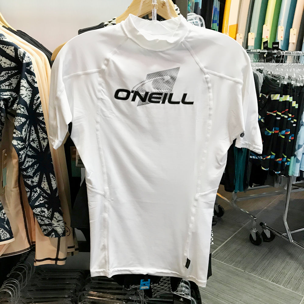 O'Neill Men's Short Sleeve Rash Guard - UPF 50+ Sun Protection, Quick-Dry Swim Shirt for Surfing, Swimming & Beach Activities - White/White/White