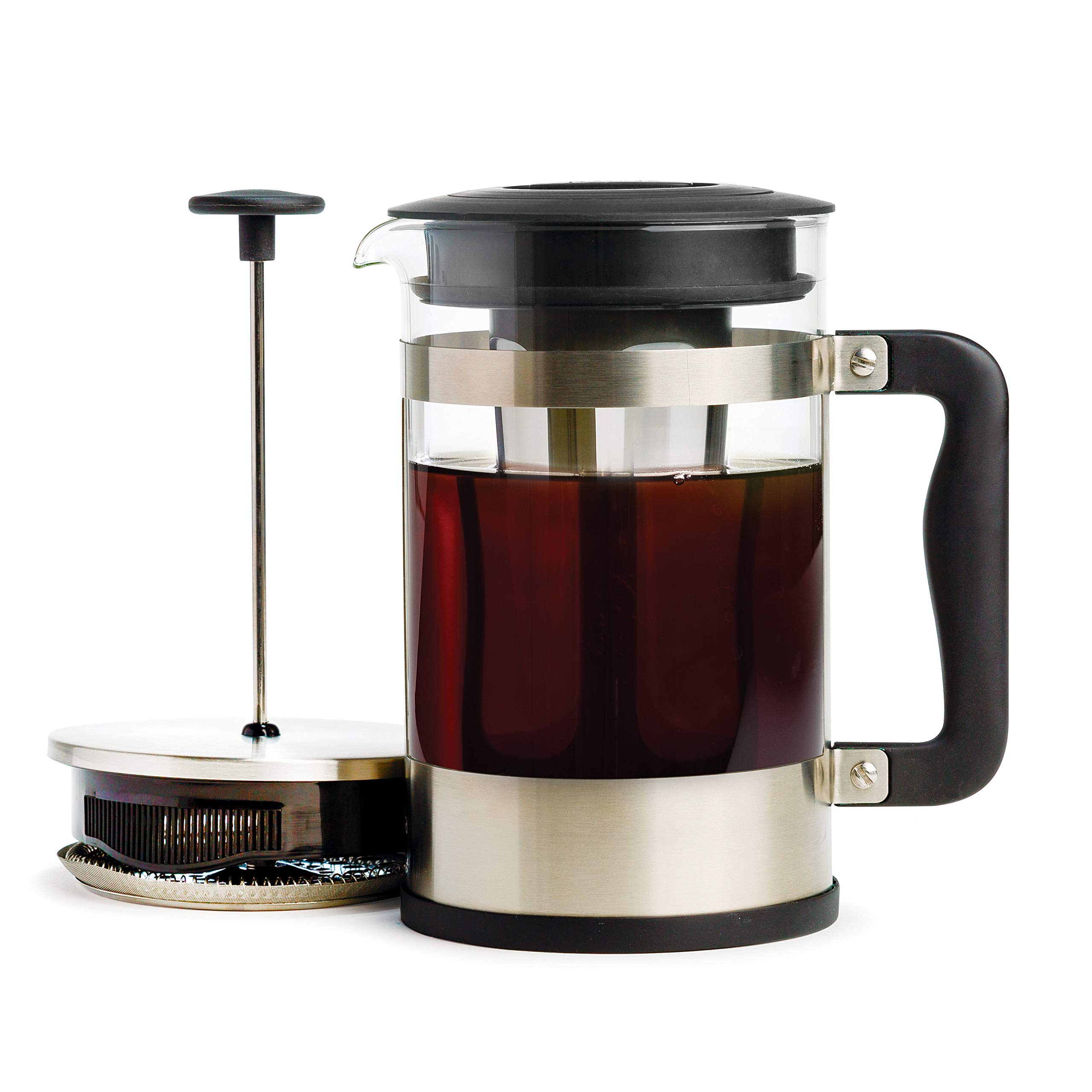 Primaria 2-in-1 French Press & Cold Brew Coffee Maker - 6 Cup Glass Carafe with Comfort Grip Handle - Ideal for Home, Office & Camping Coffee Brewing