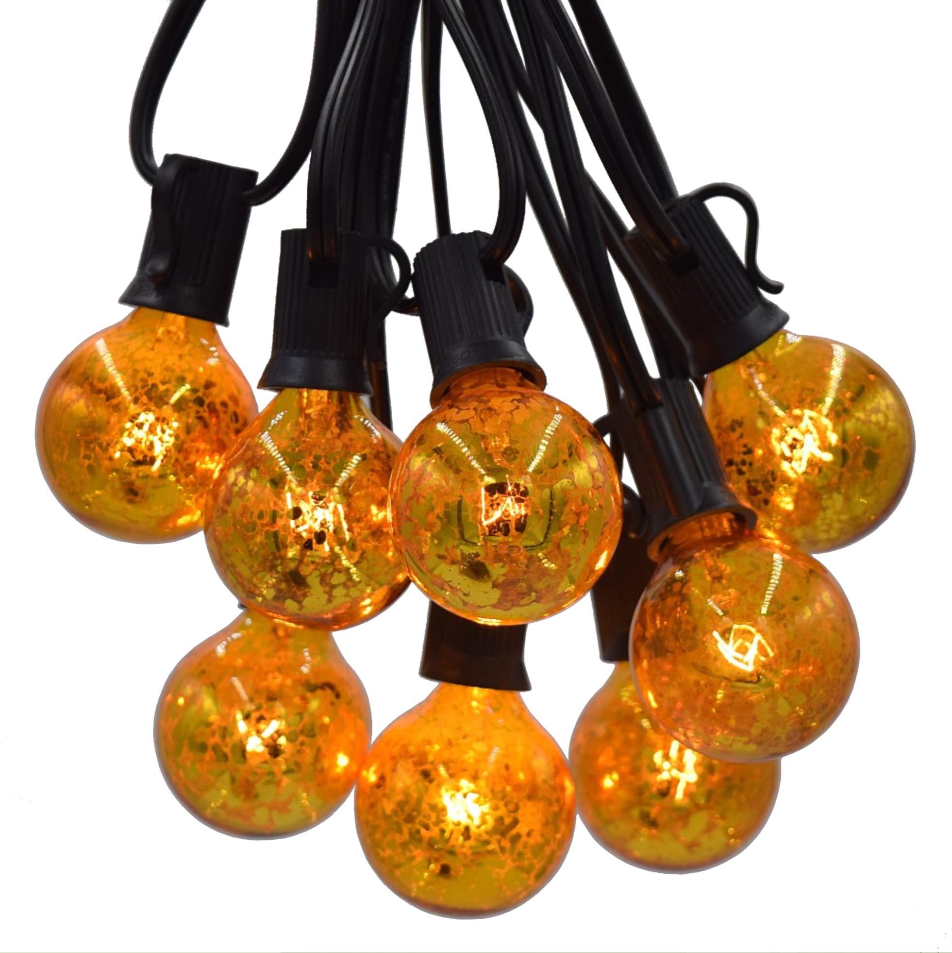 Hometown Evolution Gold Outdoor Patio String Lights - 50ft G40 Vintage Edison Bulbs with Black Wire - Waterproof & Dimmable for Backyard, Garden, Wedding & Party Decor