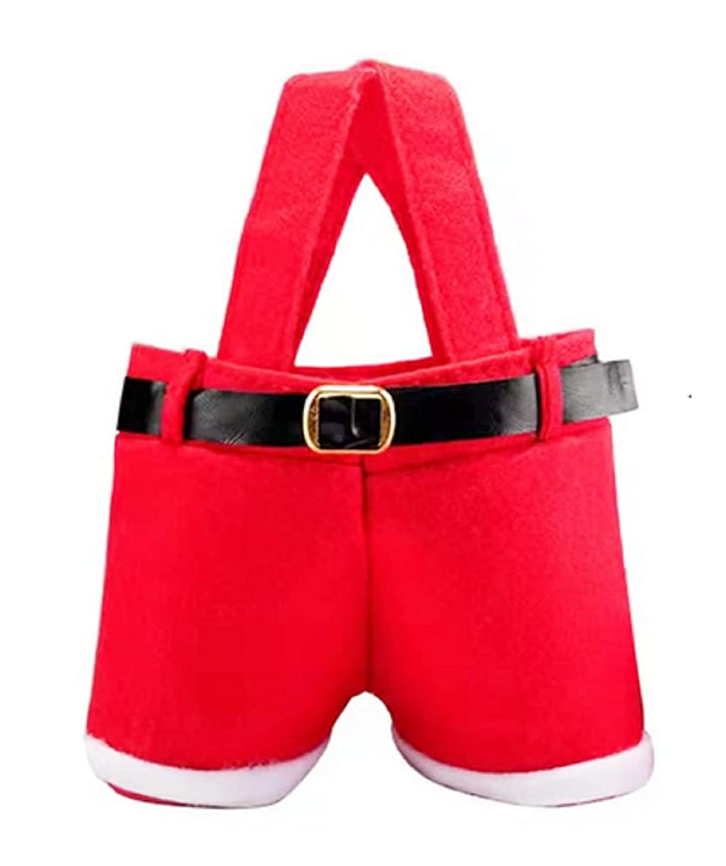Santa Pants Style Christmas Candy Bag - Red Wine Gift Bag for Christmas & Weddings - Festive Holiday Party Decorations (1 Pack, Small)