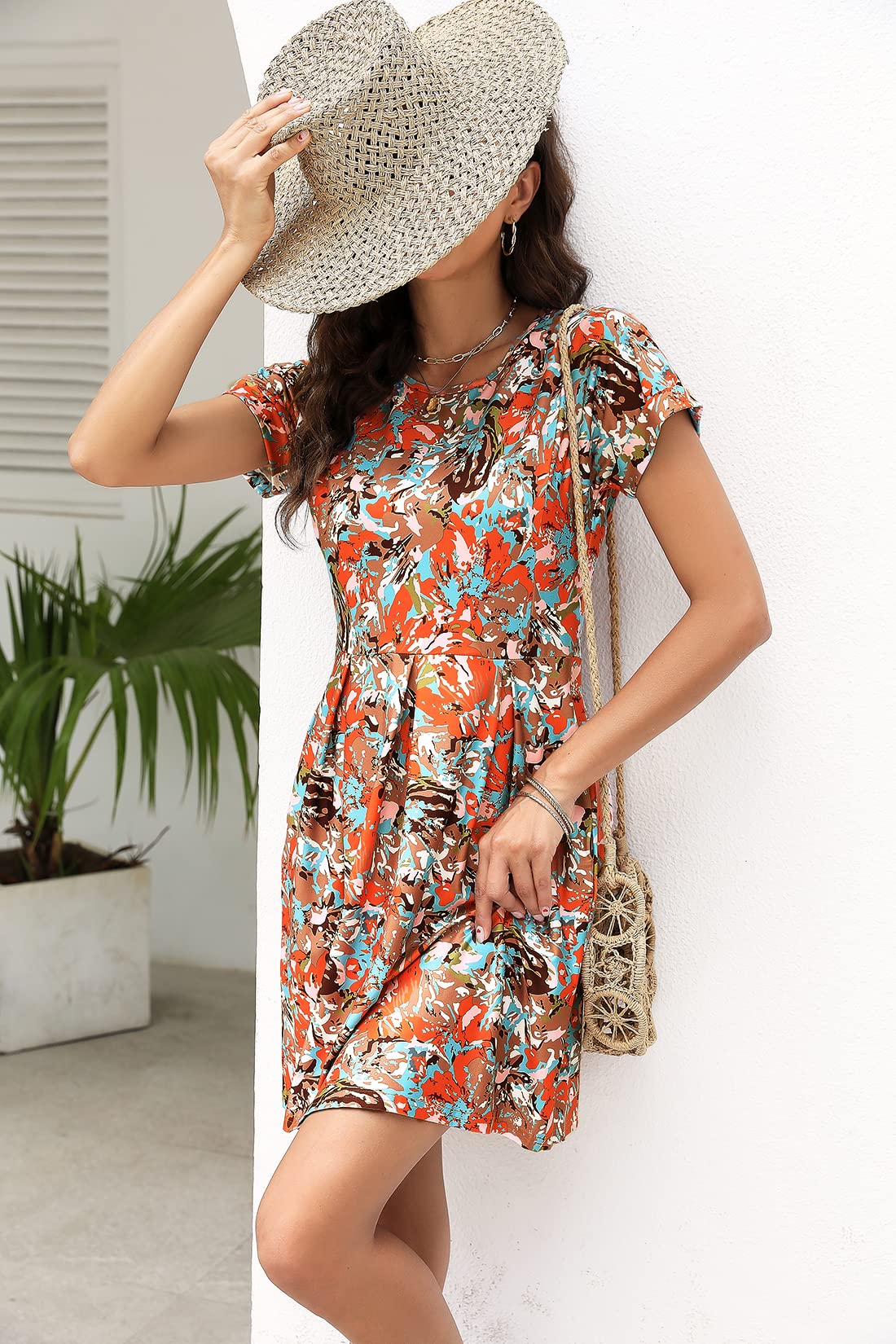 Naggoo Women's Summer Striped Short Sleeve T-Shirt Dress - Casual Swing A-Line Dress with Pockets for Beach, Vacation & Everyday Wear
