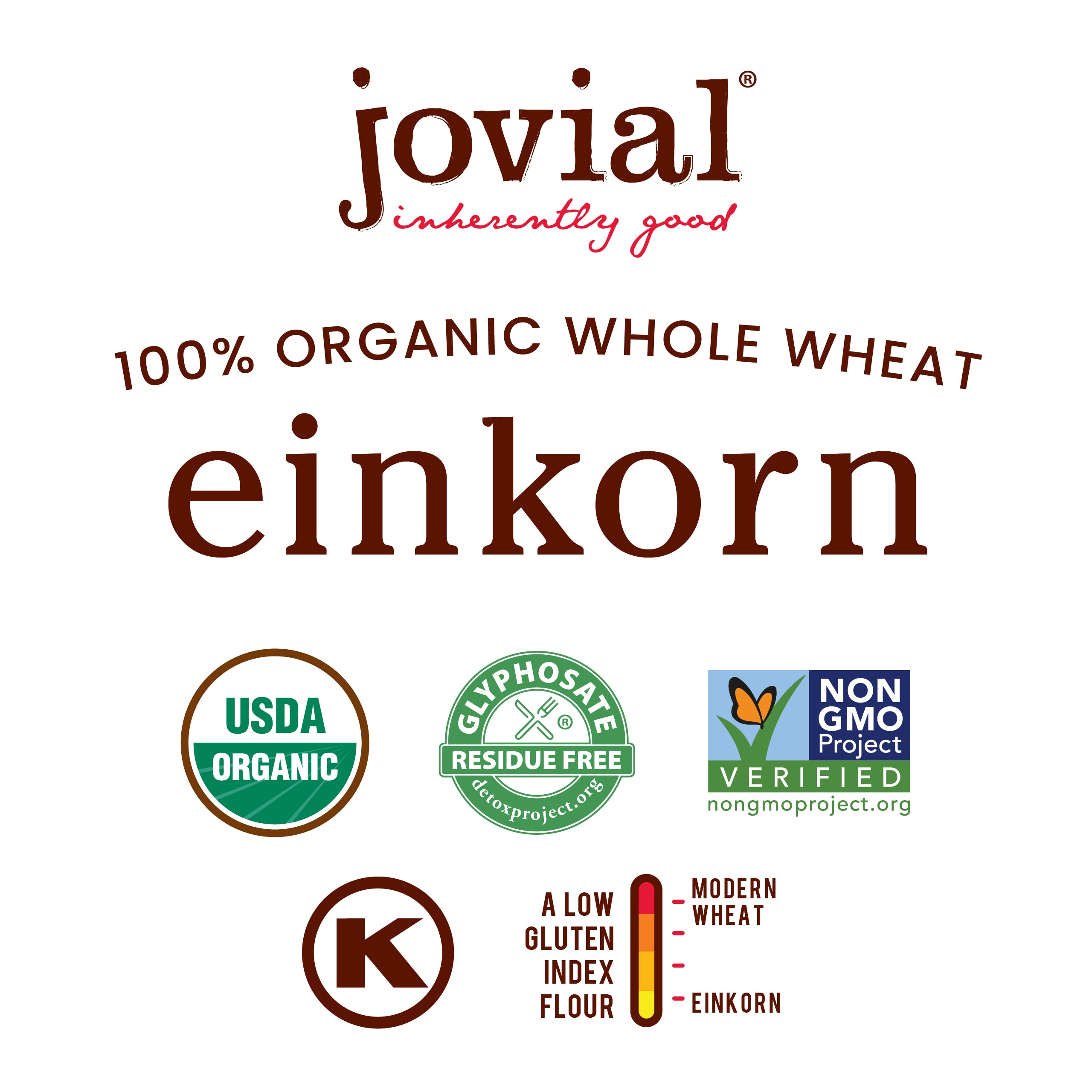 Jovial Organic Einkorn Whole Wheat Flour - High Protein, Non-GMO, Glyphosate Free Bread & Pizza Flour for Sourdough, Pasta, Artisan Baking - 32 Oz | Perfect for Homemade Bread, Pizza Dough & Healthy Baking