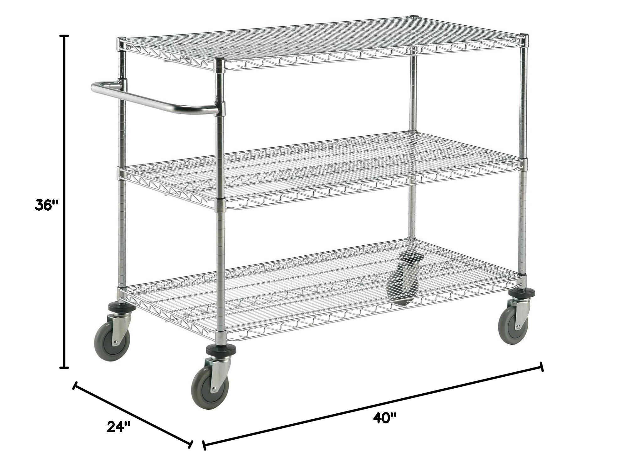 Nexel 3-Tier Adjustable Chrome Wire Shelving Unit - 24