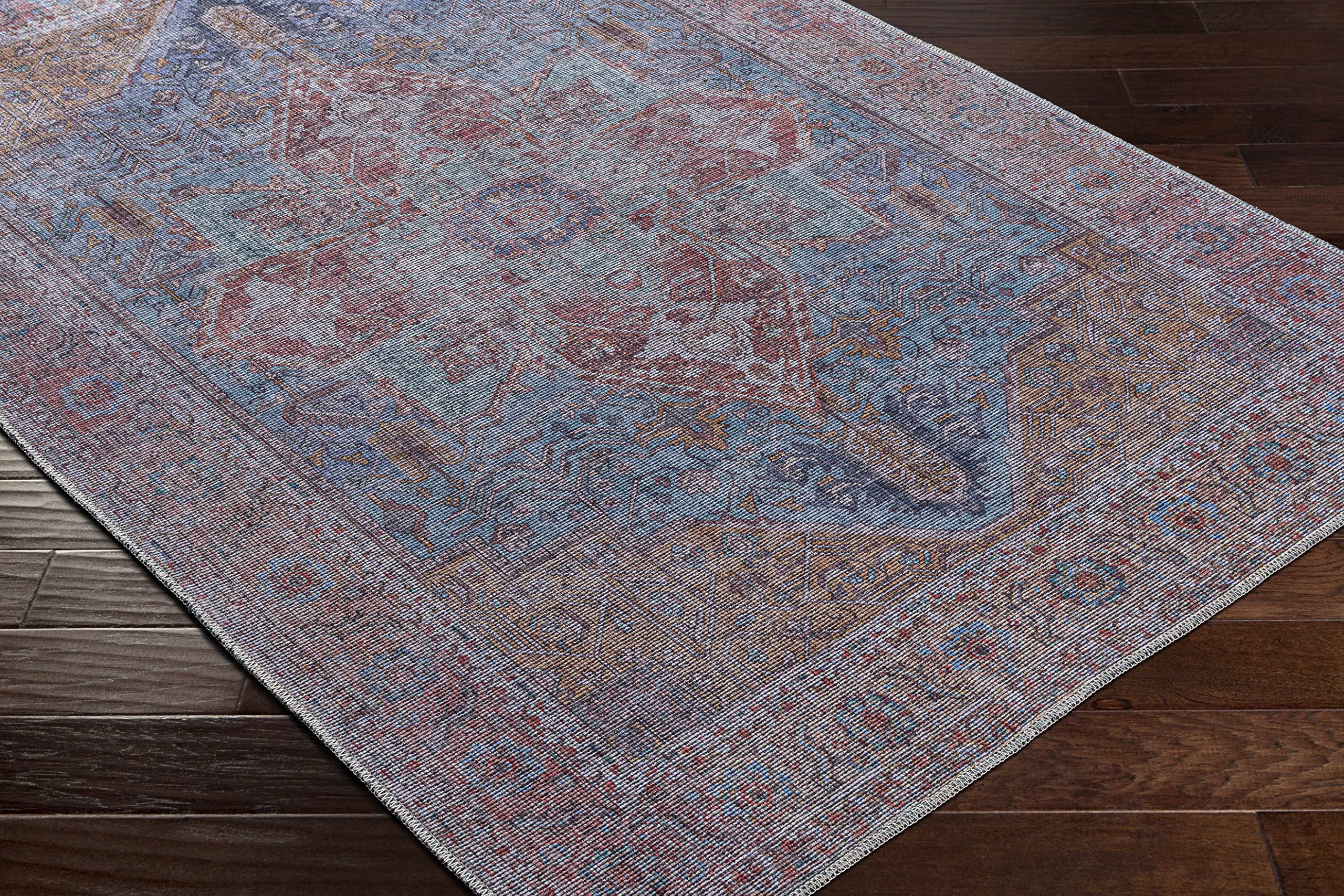 Hauteloom Otaki Washable Area Rug - Soft Gray & Purple Modern Rug for Living Room, Bedroom - 6'7