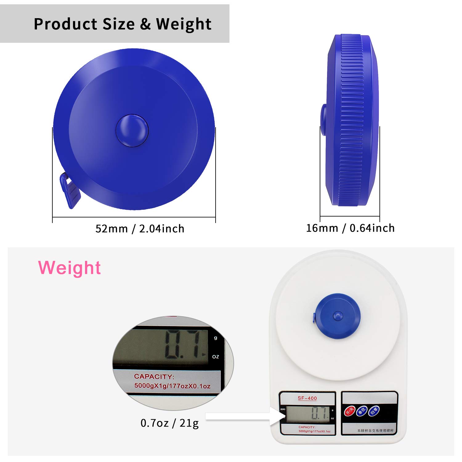 DiCUNO 60-Inch Soft Retractable Measuring Tape for Sewing, Tailoring & Craft - 3 Pack Blue Fabric Tape Measure with 1.5 Meter Length - Perfect for Body Measurements, Dieting & DIY Projects