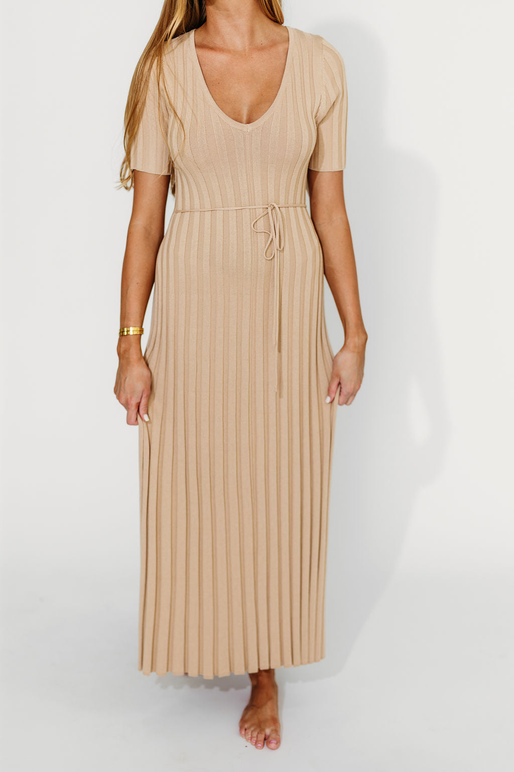 Oakley Ribbed Maxi Dress in Taupe - Bump Friendly Maternity Dress for Women, Comfortable Stretchy Pregnancy Dress for Everyday Wear, Perfect for Baby Showers, Maternity Photos & Casual Outings