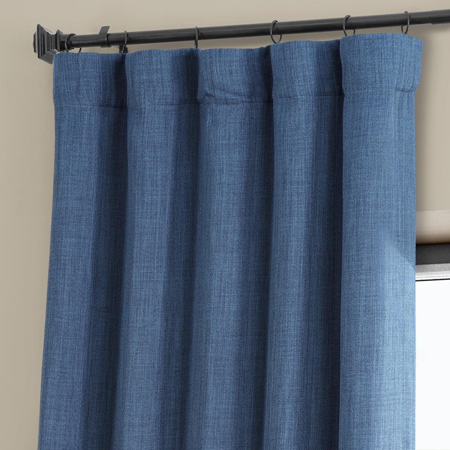 Stylish Denim Textured Faux Linen Blackout Curtains for Bedroom & Living Room - Light Blocking Window Treatment for Better Sleep & Privacy