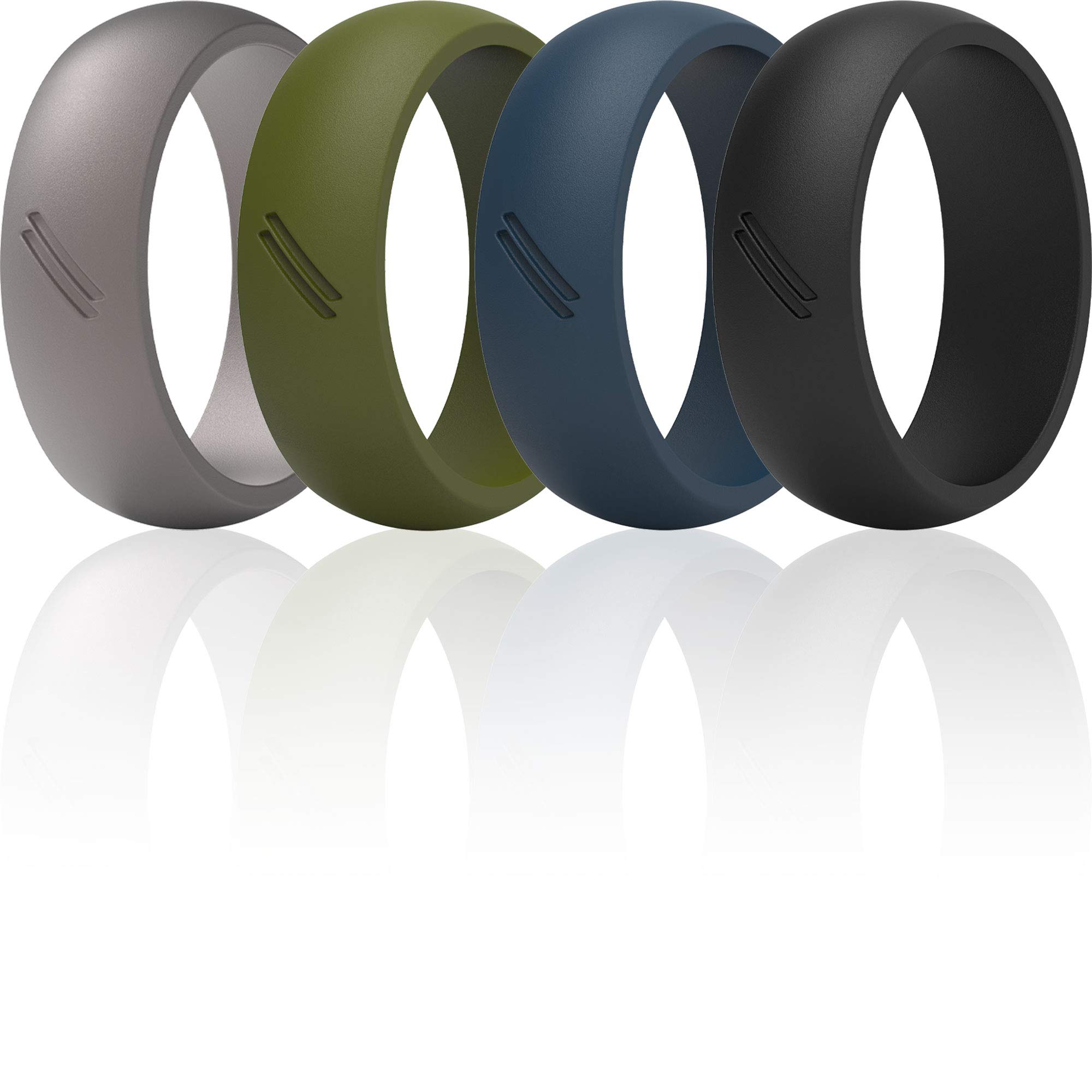 ThunderFit Silicone Wedding Rings for Men - 4 Pack Durable Rubber Bands, 8.7mm Wide & 2.5mm Thick - Perfect for Active Lifestyles, Gym, Swimming, Sports & Outdoor Adventures