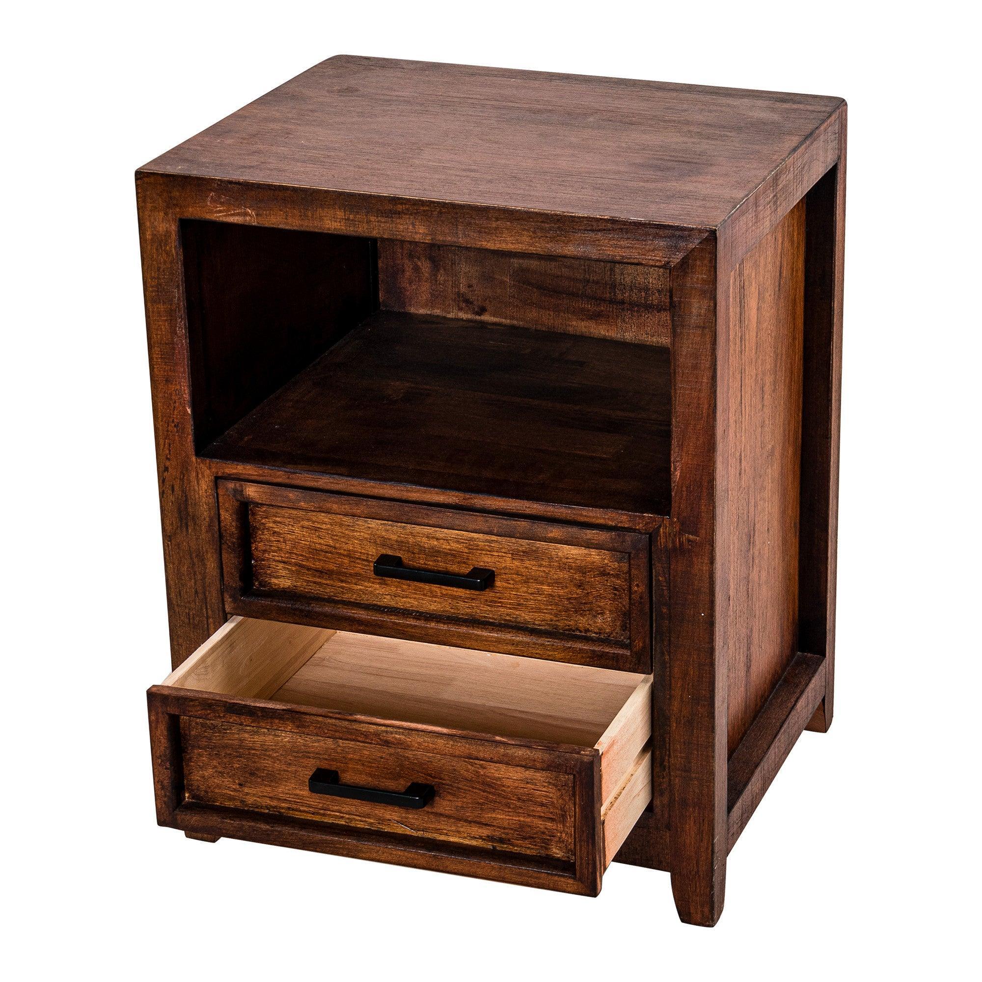 Modern Assembled Brown 2-Drawer Cabinet Nightstand with Storage - Perfect for Bedroom, Living Room & Office Furniture Organization