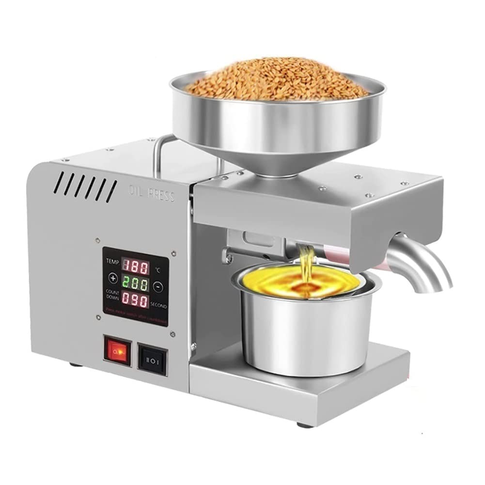 Stainless Steel Smart Household Oil Press Machine - Digital Temperature Control, 38MM Large Feeding Port & Tray - Perfect for Making Peanut, Olive, and Coconut Oil at Home